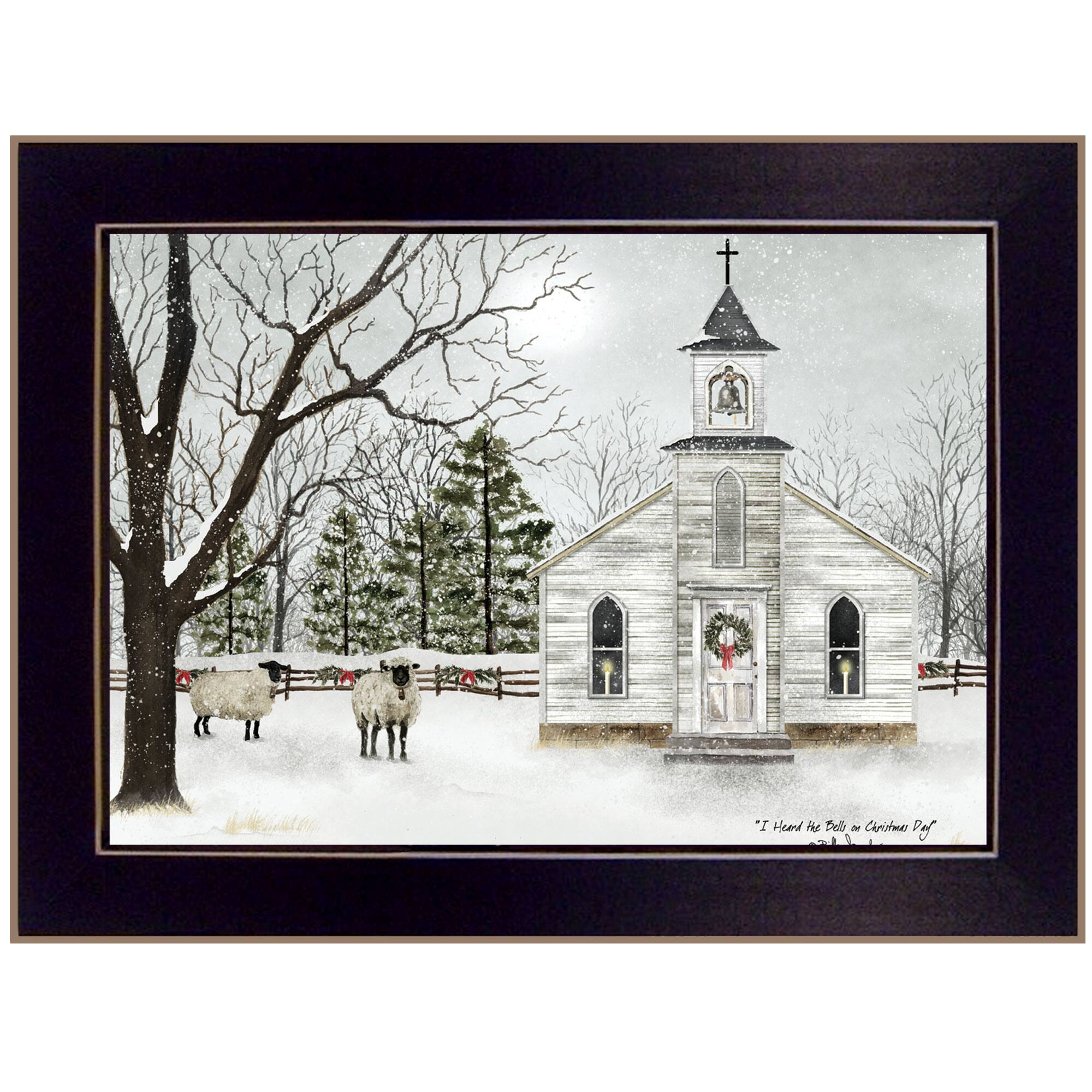 Front. TinyHomie - I Heard the Bells on Christmas Billy Jacobs Ready to Hang Framed Print Black Frame - white.