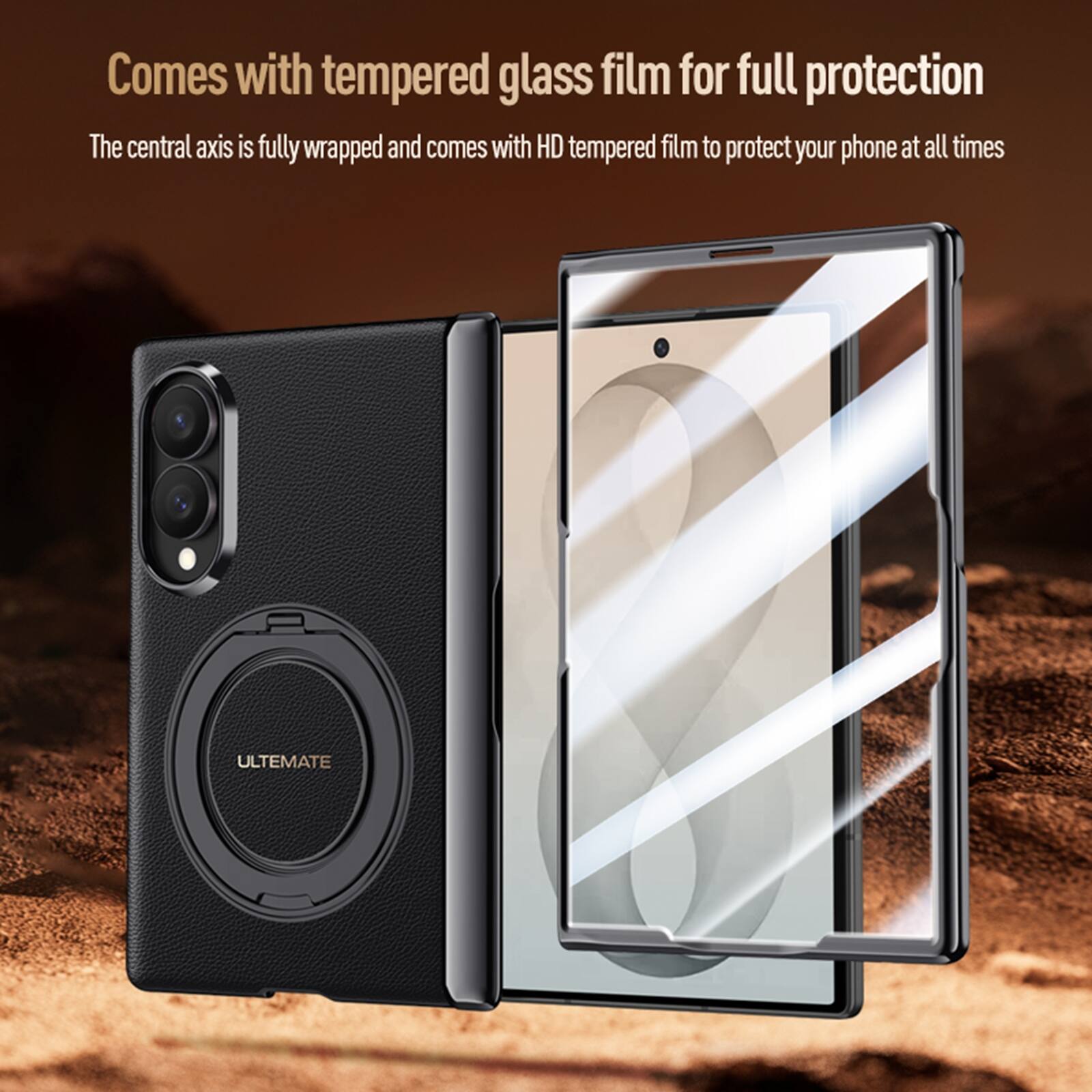 Comes with tempered glass film for full protection

The central axis is fully wrapped and comes with HD tempered film to protect your phone at all times