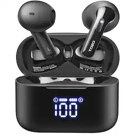 TOZO - T21 Wireless Earbuds, Bluetooth 5.3, Dual Mic Noise Cancelling, IPX8, 44H Playback, LED Display, 32 EQs - Black