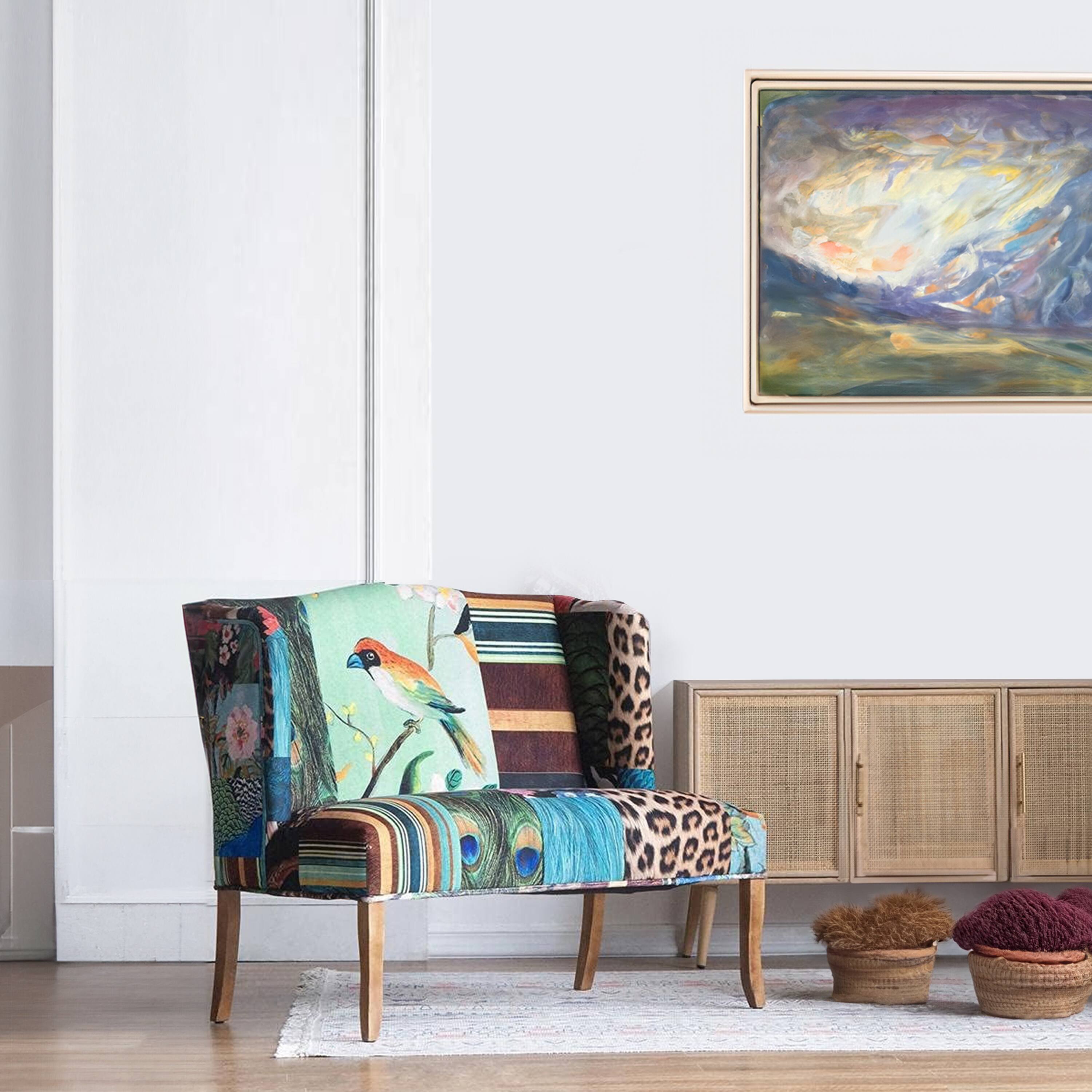 Alt View 6. Manhattan Lane - Vesta Bird Collage Print Settee - Multicolor.