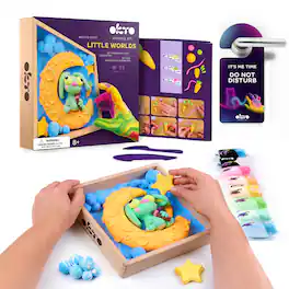 OKTO - Little Worlds Air Dry Clay Wooden Art Kit Bunny on the Moon, 8.3"