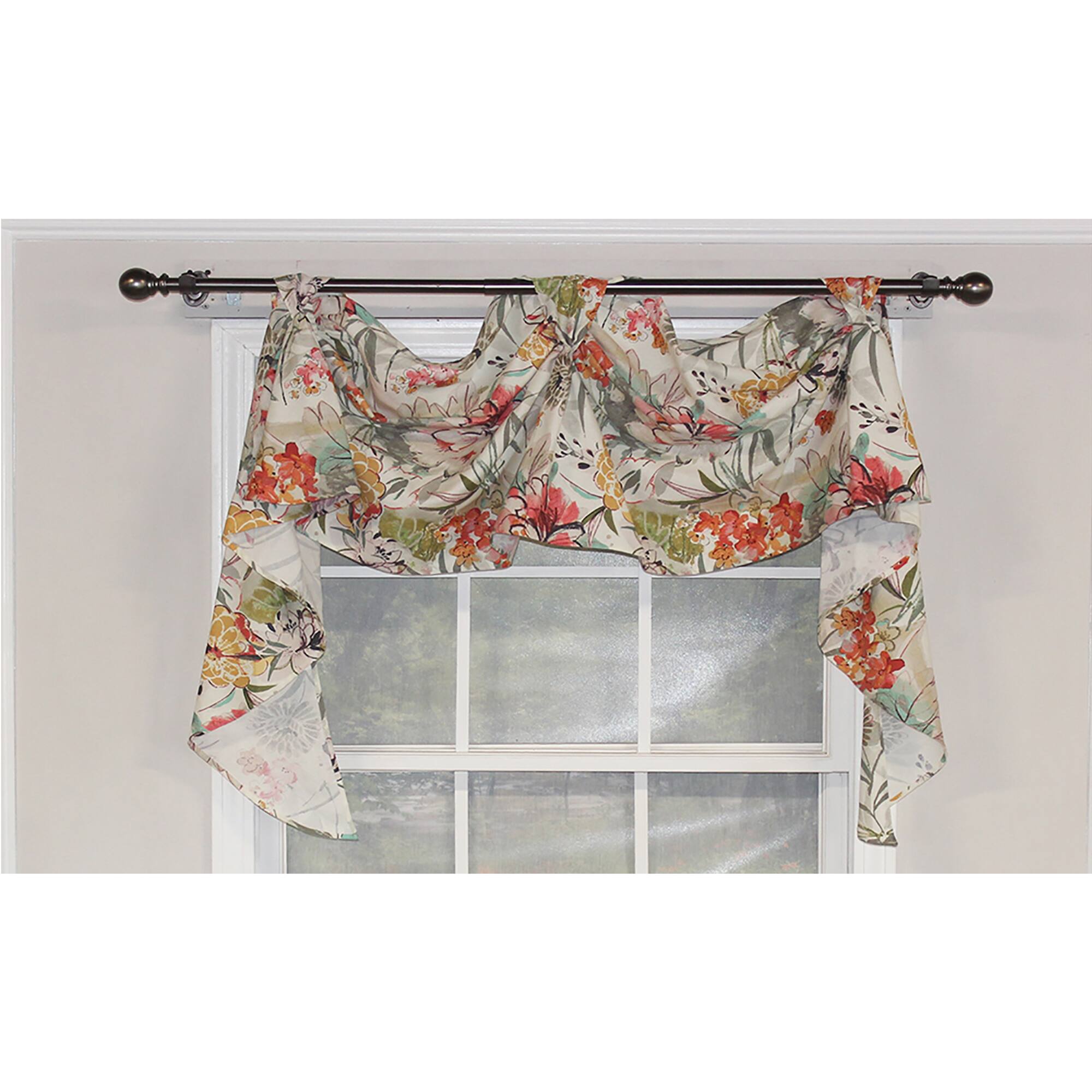 Angle. RLF Home - RLF Home Kira 2-Scoop Victory Swag Multi. 3 Tabs 54" x 26" For windows up to 48"W - Multi.
