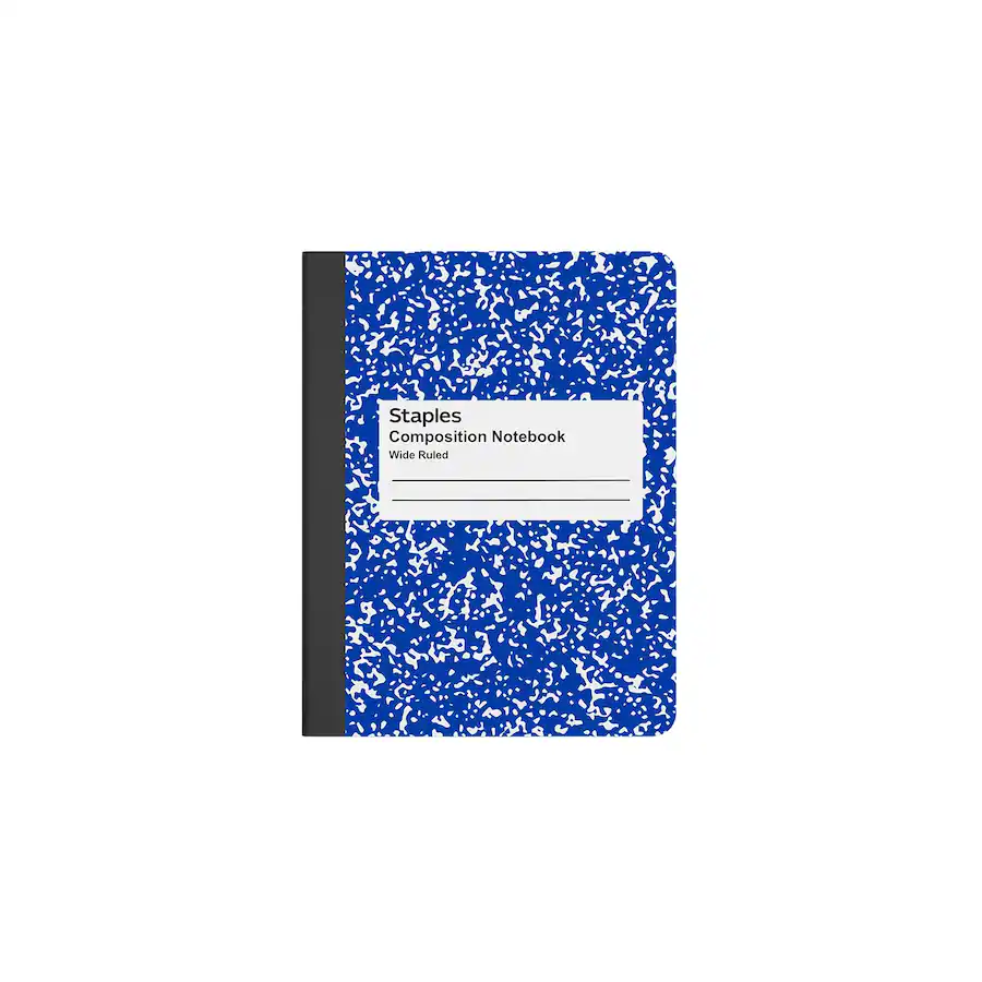 Subject Wide Ruled Blue Notebook Staples Composition Notebook, 9.75” x 7.5”, Wide Ruled, 100 Sheets ...