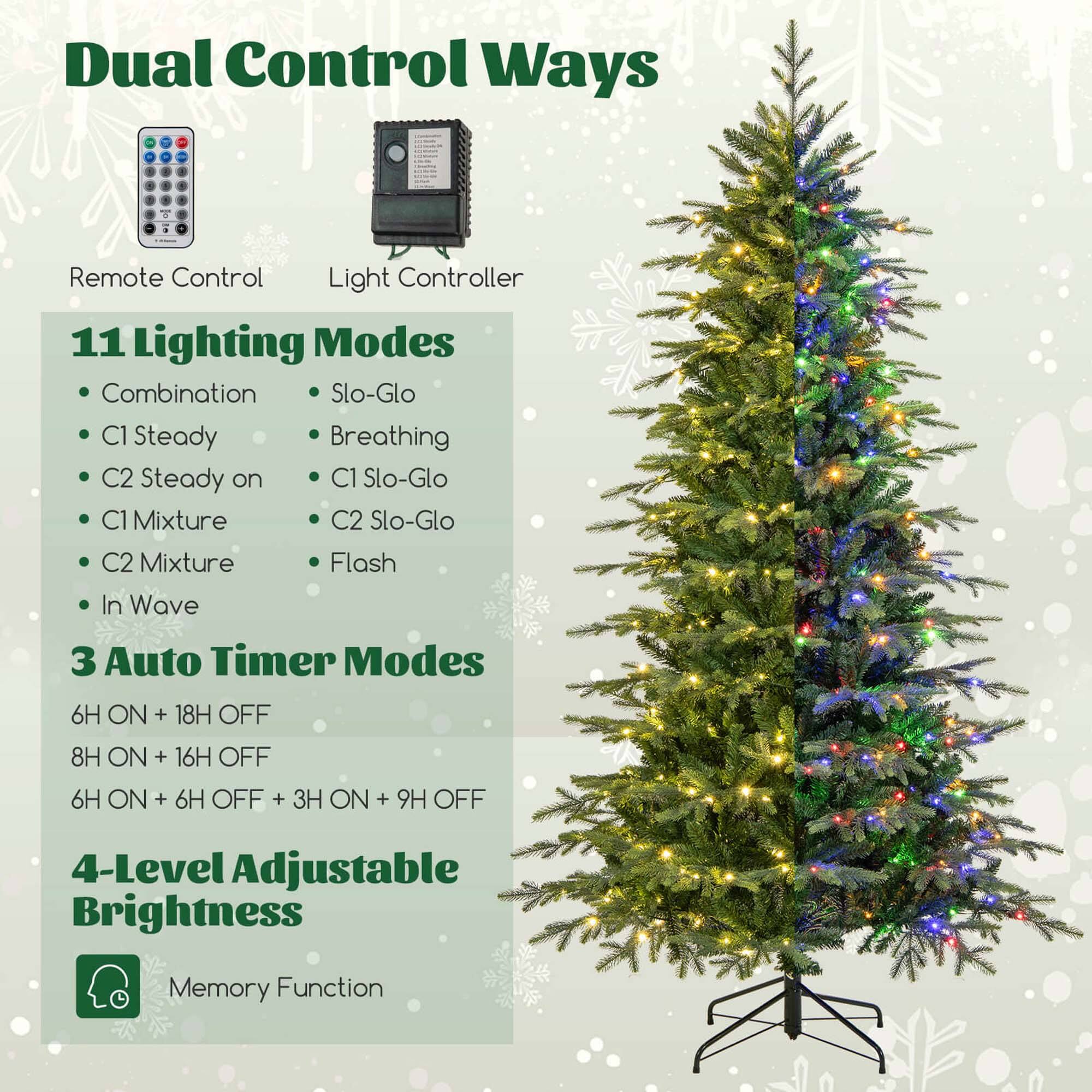 Dual Control Ways
Remote Control
Light Controller
11 Lighting Modes
Combination
Slo-Glo
C1 Steady
Breathing
C2 Steady on
C1 Slo-Glo
C1 Mixture
C2 Slo-Glo
C2 Mixture
Flash
In Wave
3 Auto Timer Modes
6H ON + 18H OFF
8H ON + 16H OFF
6H ON + 6H OFF + 3H ON + 9H OFF
4-Level Adjustable Brightness
Memory Function