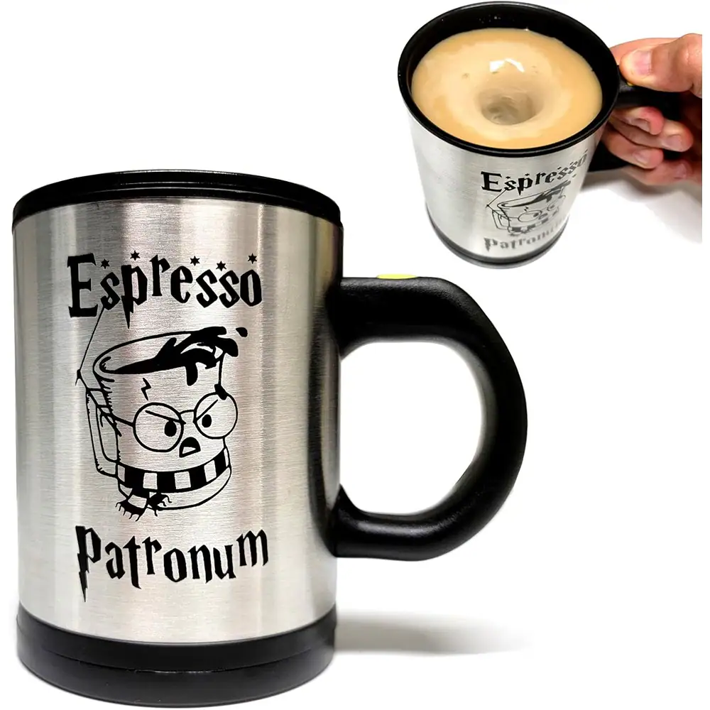 Schertz - Self-Stirring Stainless Steel Mug, Double Insulated, Battery Powered - Black