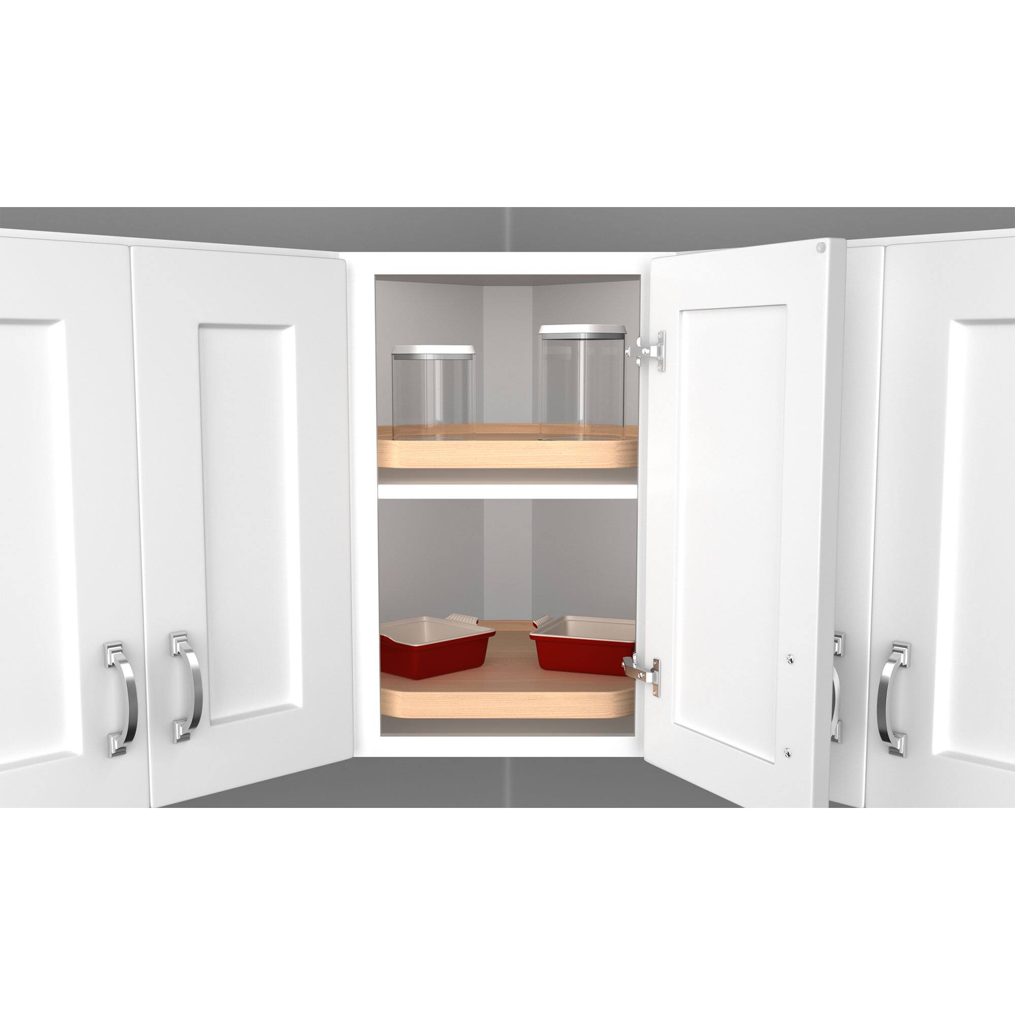 Alt View 5. Rev-A-Shelf - Rev-A-Shelf 22" Lazy Susan D-Shaped w/ Swivel Bearings, 4WLS201-22-BS52 - Natural.