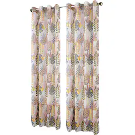 RT Designers Collection - RT Designer Collection Fern Foil Printed Doily Luxurious Decorative Grommet Curtain Panel 54" x 90" - Peach