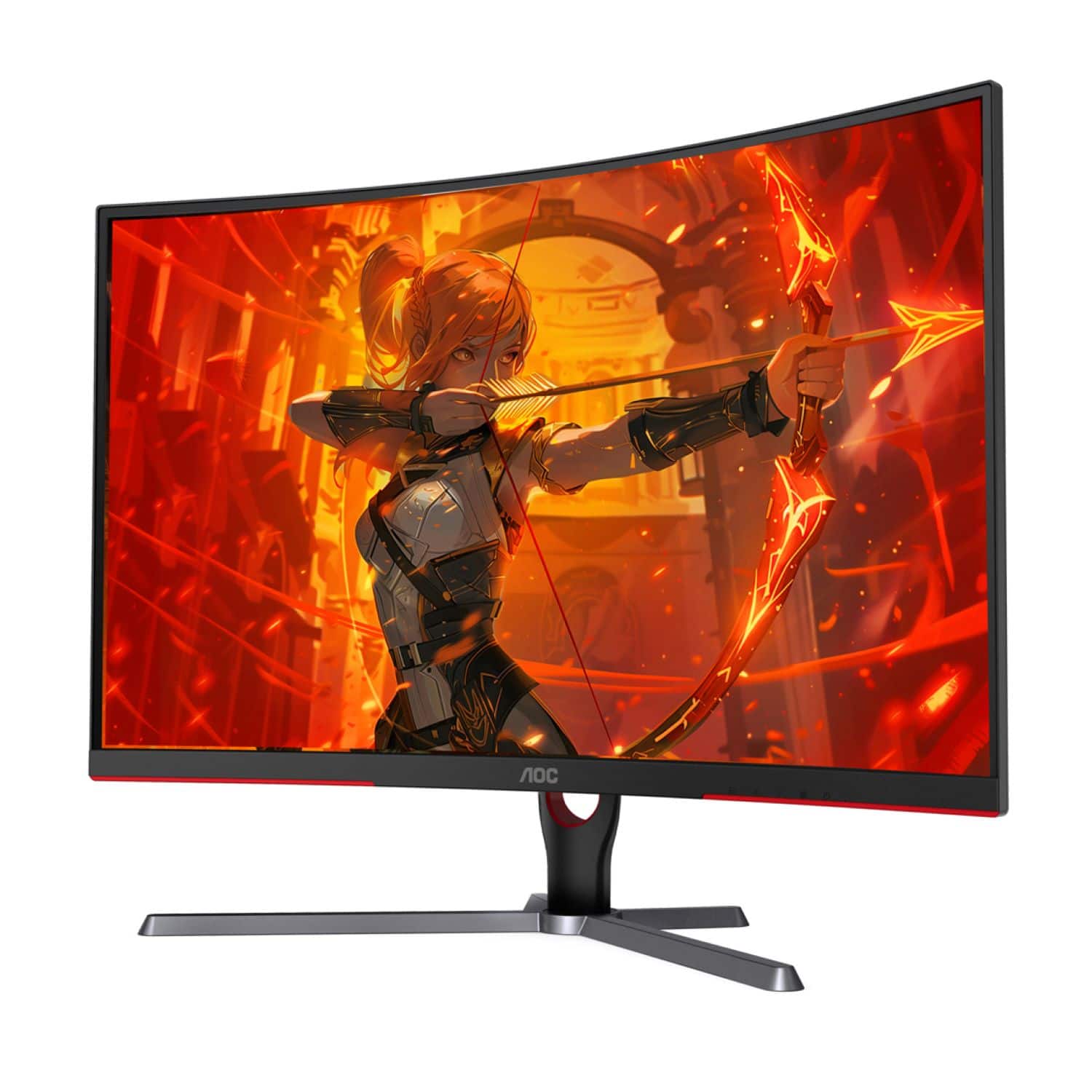 Angle. AOC - CQ32G3SE 32" LCD Curved QHD FreeSync Premium Monitor - Black/Red.