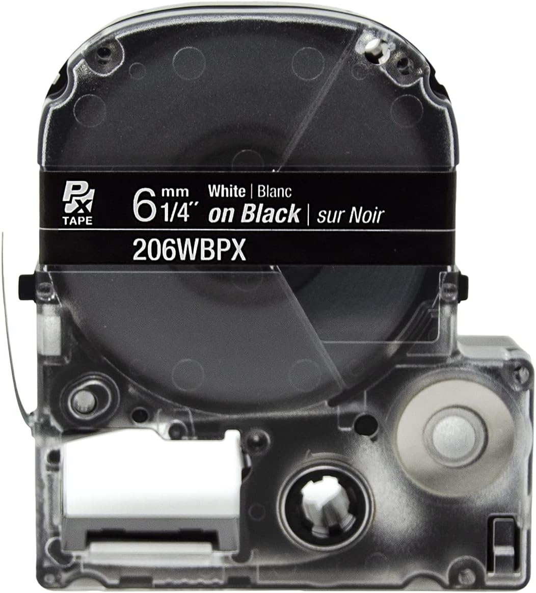 P X TAPE  
6 mm 1/4" White | Blanc on Black | sur Noir  
206WBPX