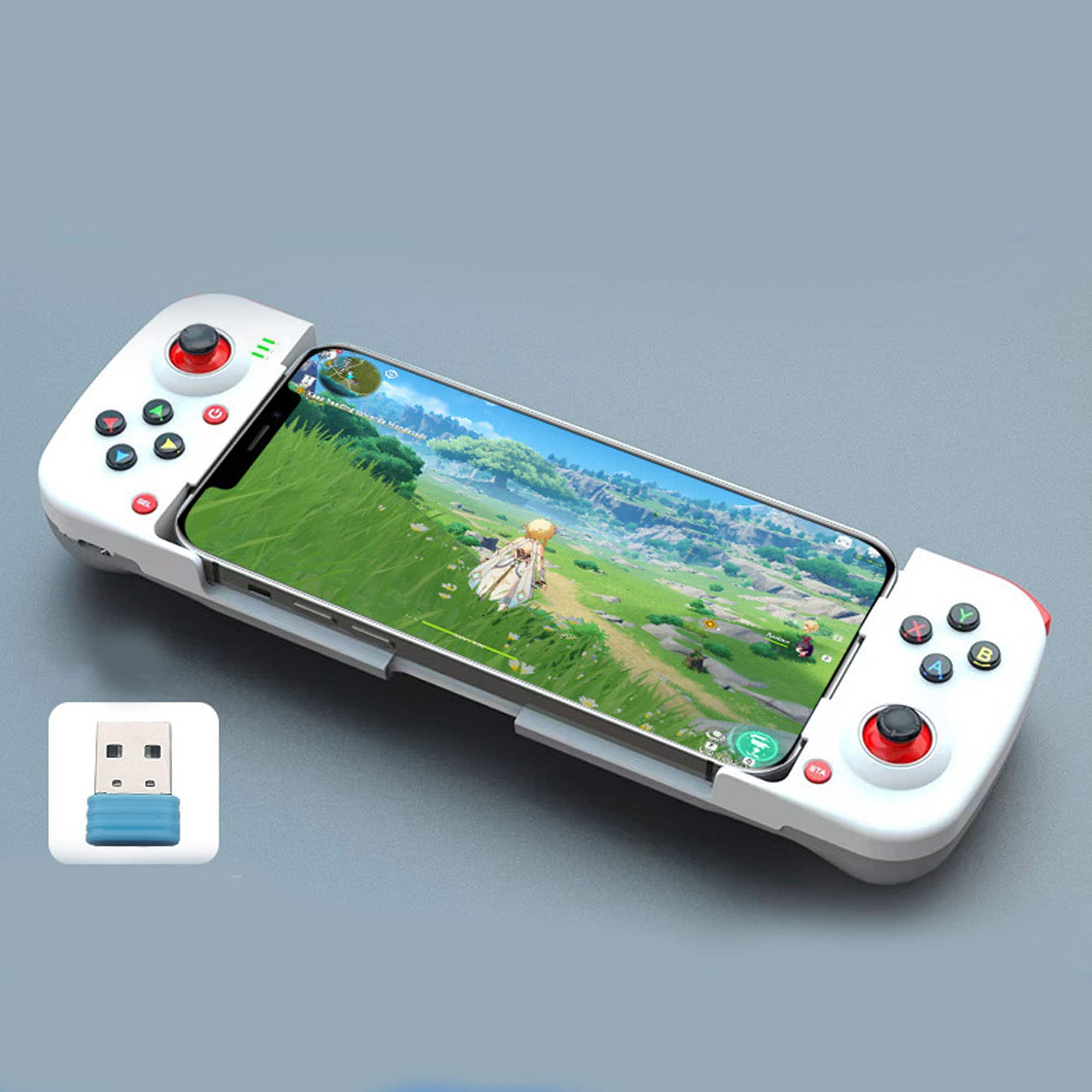 YONWAY - Stretchable Game Controller for IPhone, IOS and Android Phones, Game Controller Joystick Compatible for PS4, Switch, PC - White
