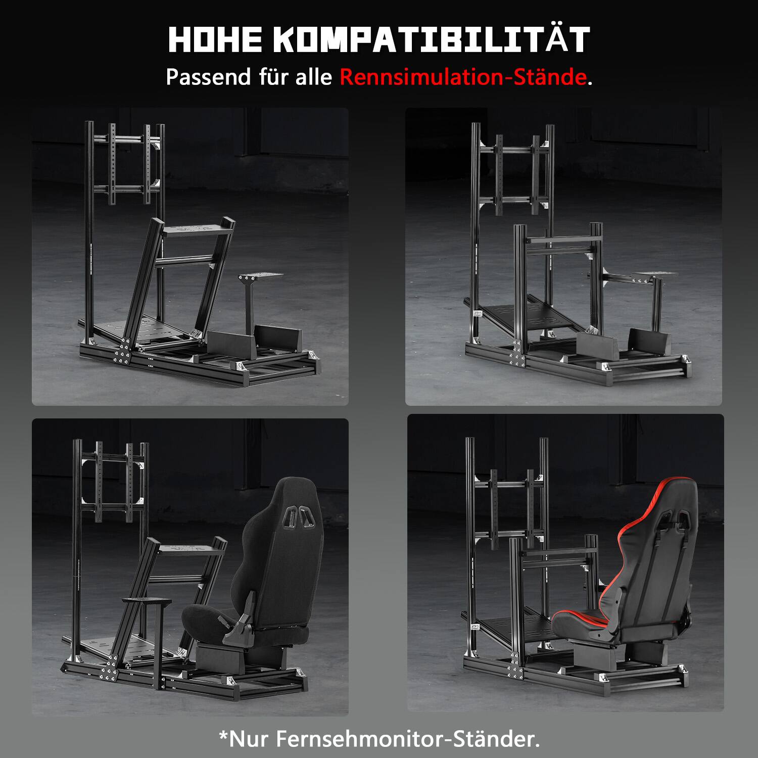 HOHE KOMPATIBILITÄT  
Passend für alle Rennsimulation-Stände.  
*Nur Fernsehmonitor-Stände.