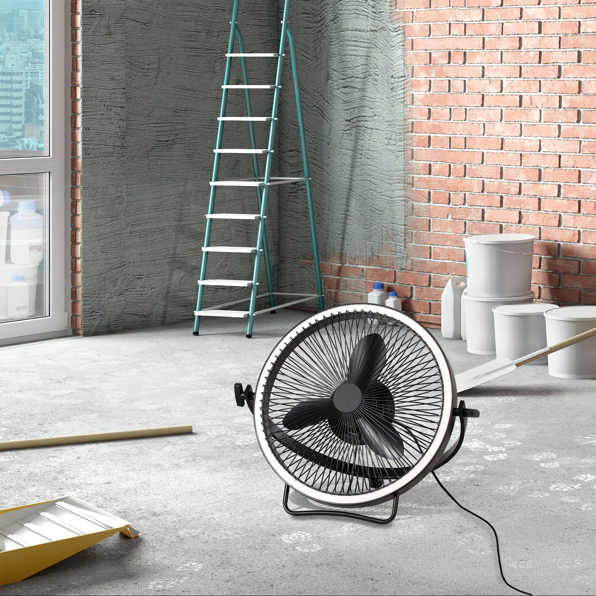 Left. Parrot Uncle - 20" Matte Black Integrated LED Rotatable Covered Portable Fan Ceiling Fan with Light and Remote - Matte Black.