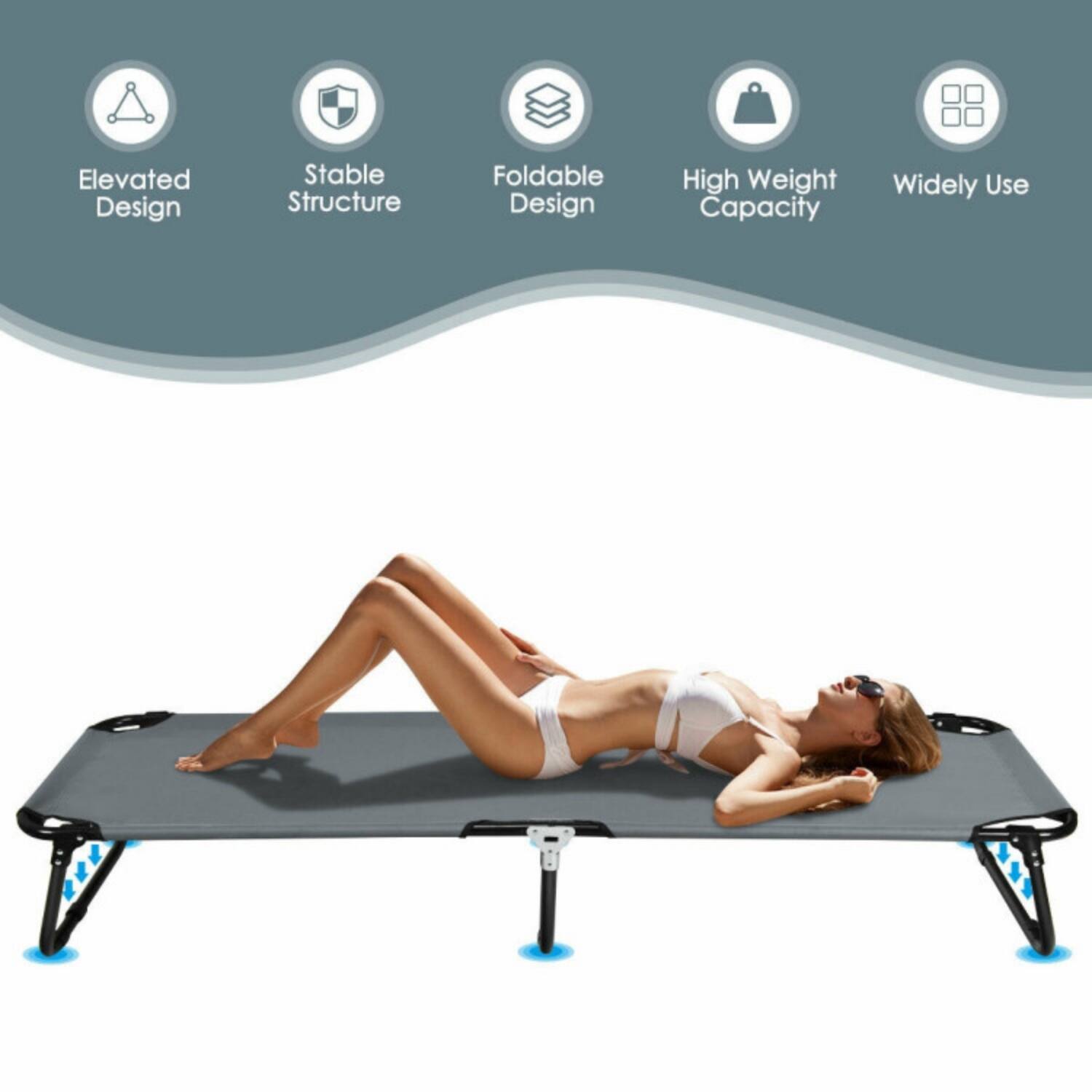 Elevated Design  
Stable Structure  
Foldable Design  
High Weight Capacity  
Widely Use