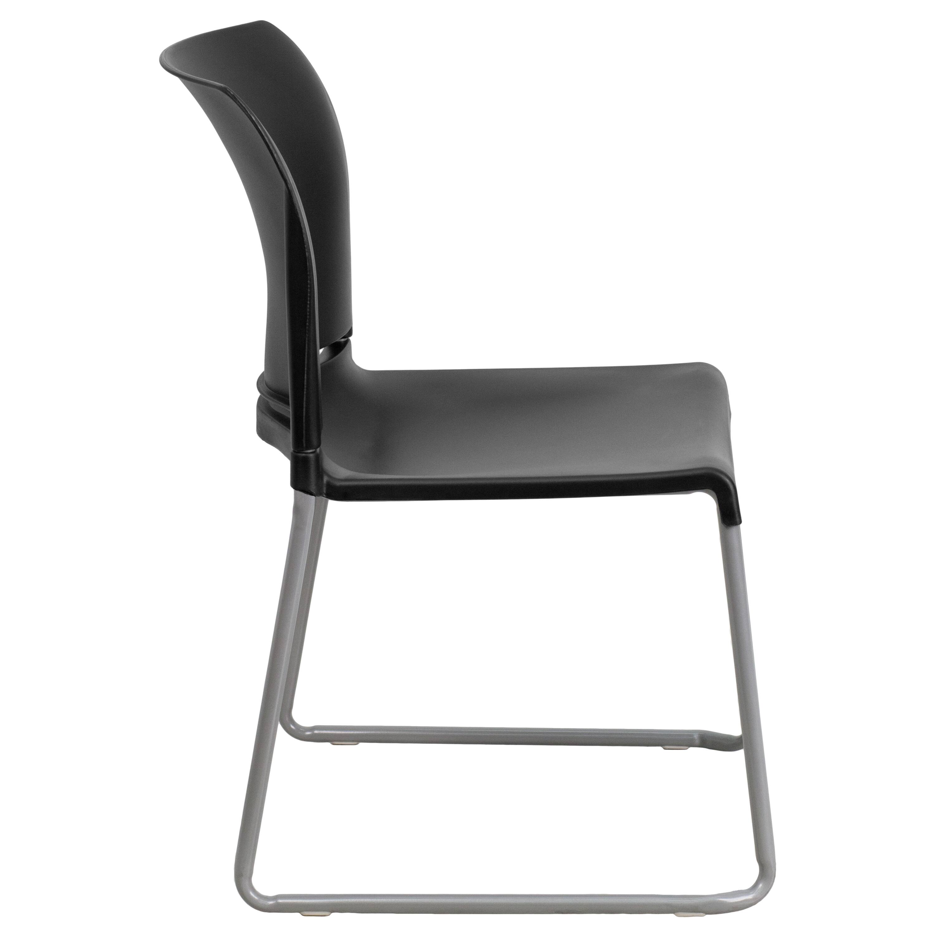 Alt View 9. Emma + Oliver - Home and Office Guest Chair Full Back Contoured Sled Base Stack Chair - Black.