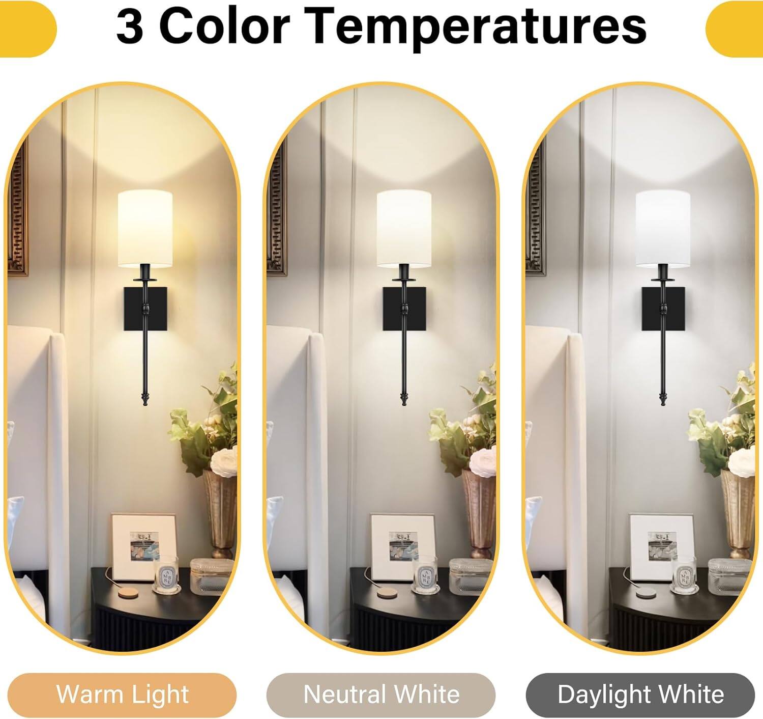 3 Color Temperatures

Warm Light

Neutral White

Daylight White