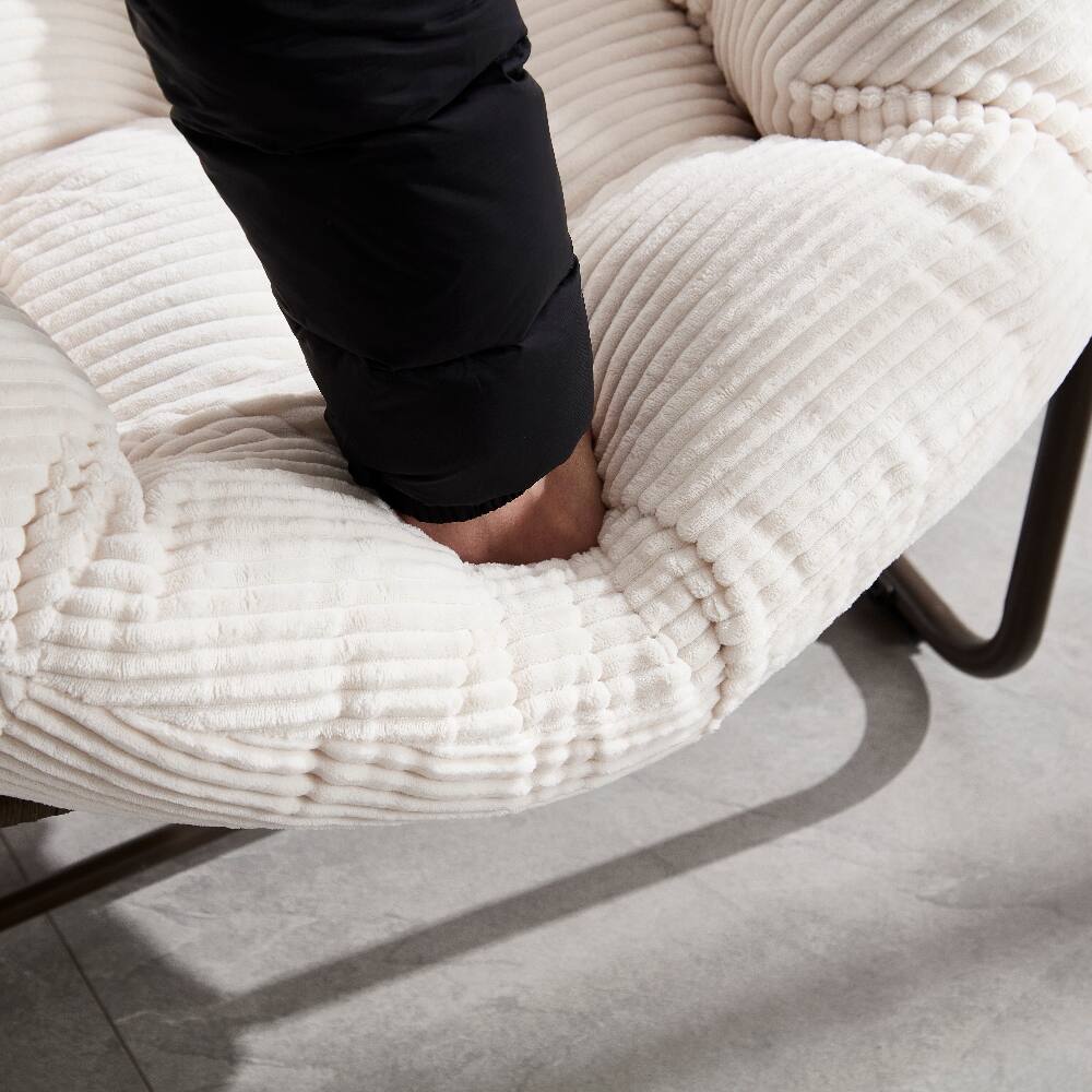 Alt View 3. Loheer - Loheer Outdoor Rattan Rocking Chair Padded Cushion Rocker Recliner Oversized Egg Chair for Patio Porch Living Room White - White.