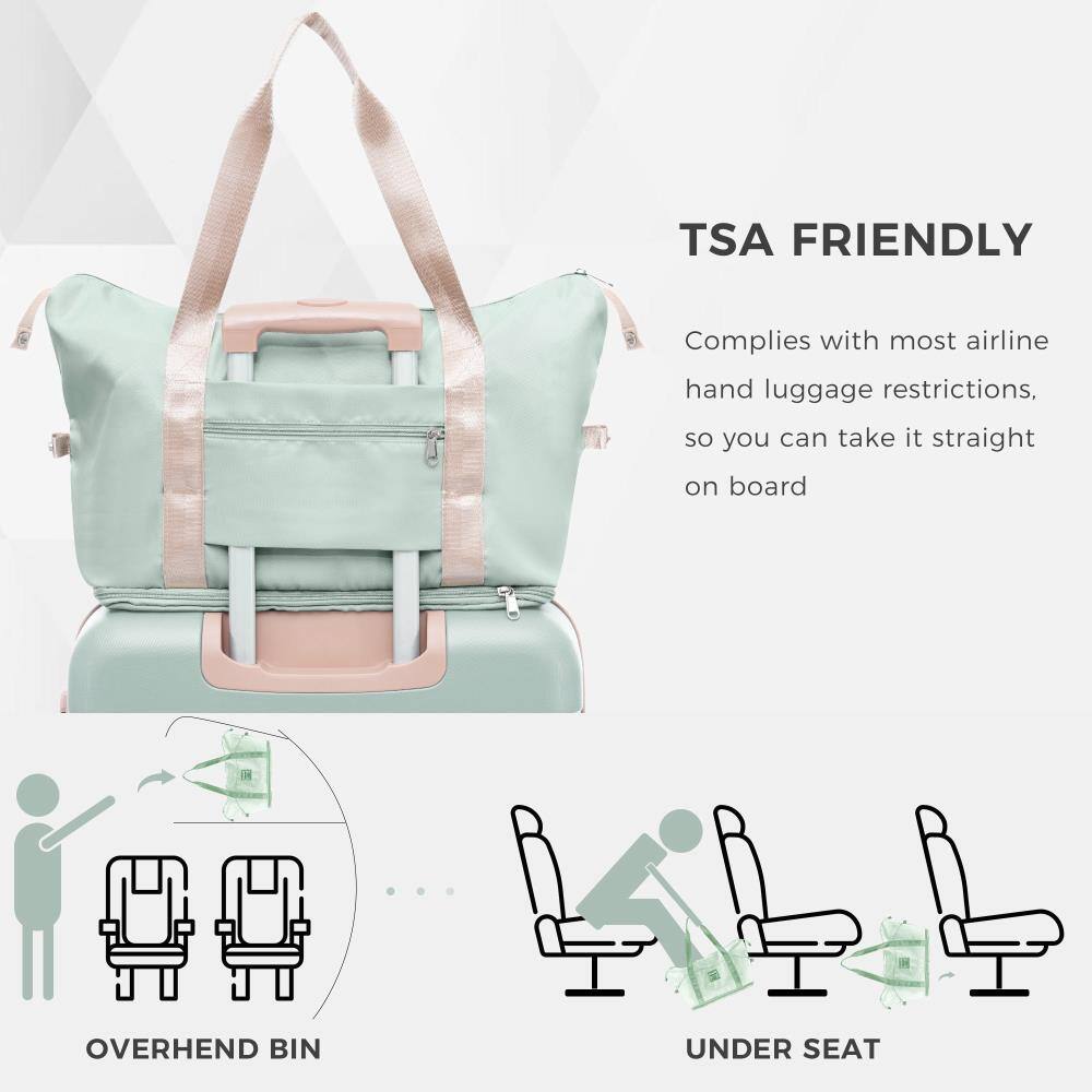 TSA FRIENDLY  
Complies with most airline hand luggage restrictions, so you can take it straight on board  

OVERHEAD BIN  
UNDER SEAT