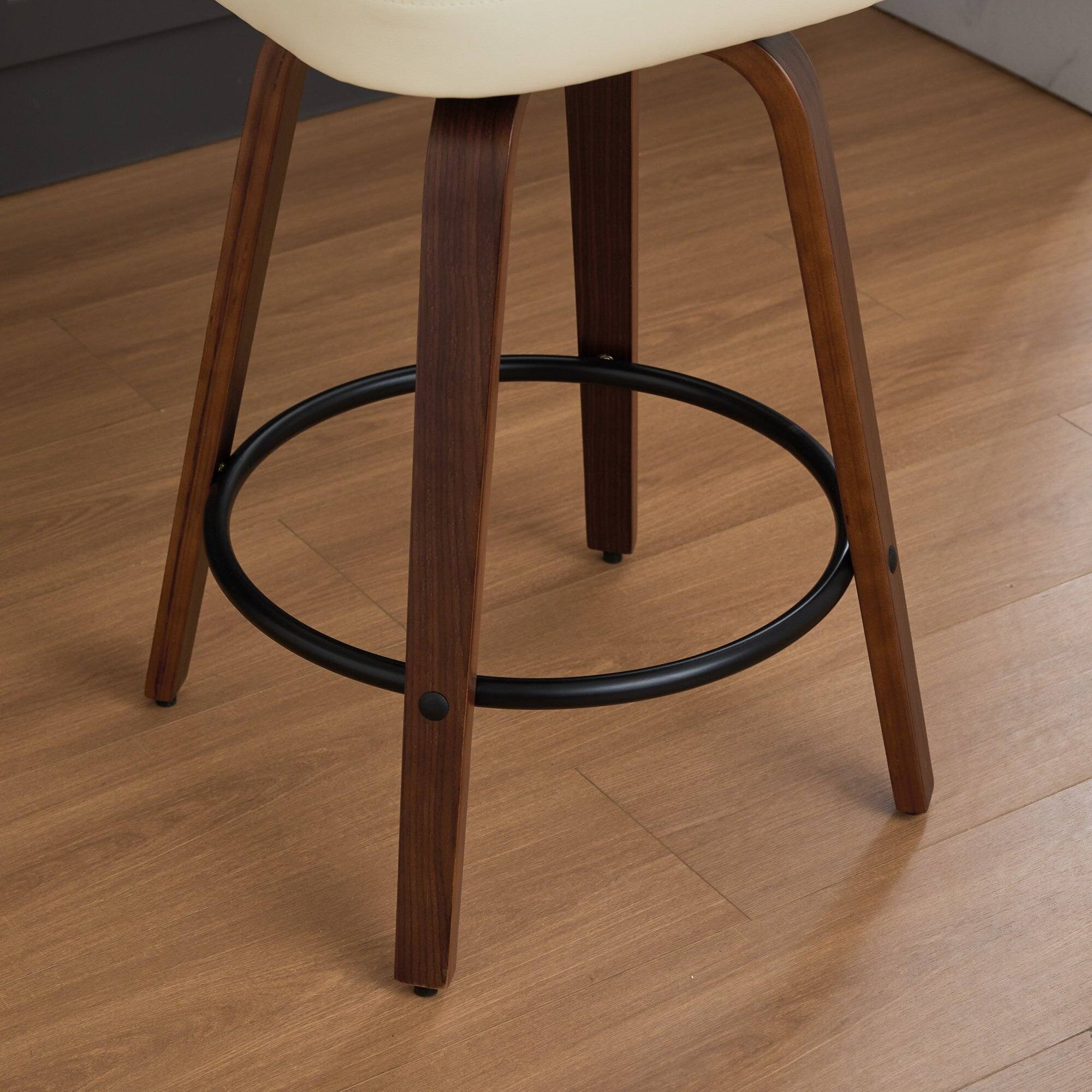 Alt View 8. Boyel Living - 26 Inch Swivel Counter Height Bar Stools Set of 2 with Walnut Bentwood Legs - Beige.