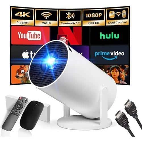 The Best Inks - [built-in App] Mini Projector With Wifi And 2025 Upgraded 1080p Fhd 4k Support Mouse Portable Auto Keystone Compatible - Beige