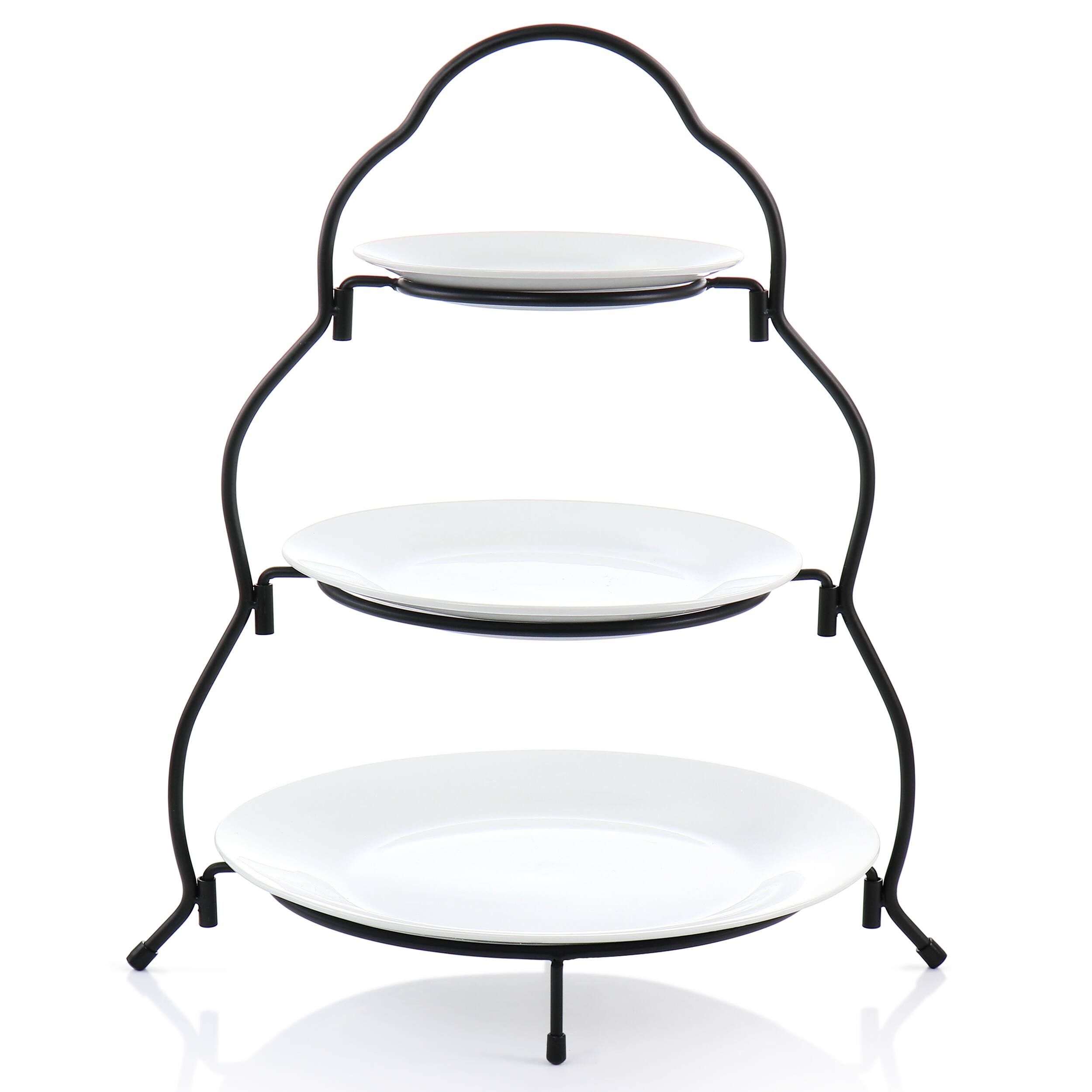 Alt View 8. Elama - Elama 3 Tier Round Plate Porcelain Serveware Set - White.