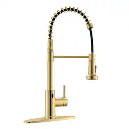 Ropilly - Touchless Kitchen Faucet with Pull Down Sprayer, Hands Free Automatic Single Handle Kitchen Sink Faucet - Brushed Gold