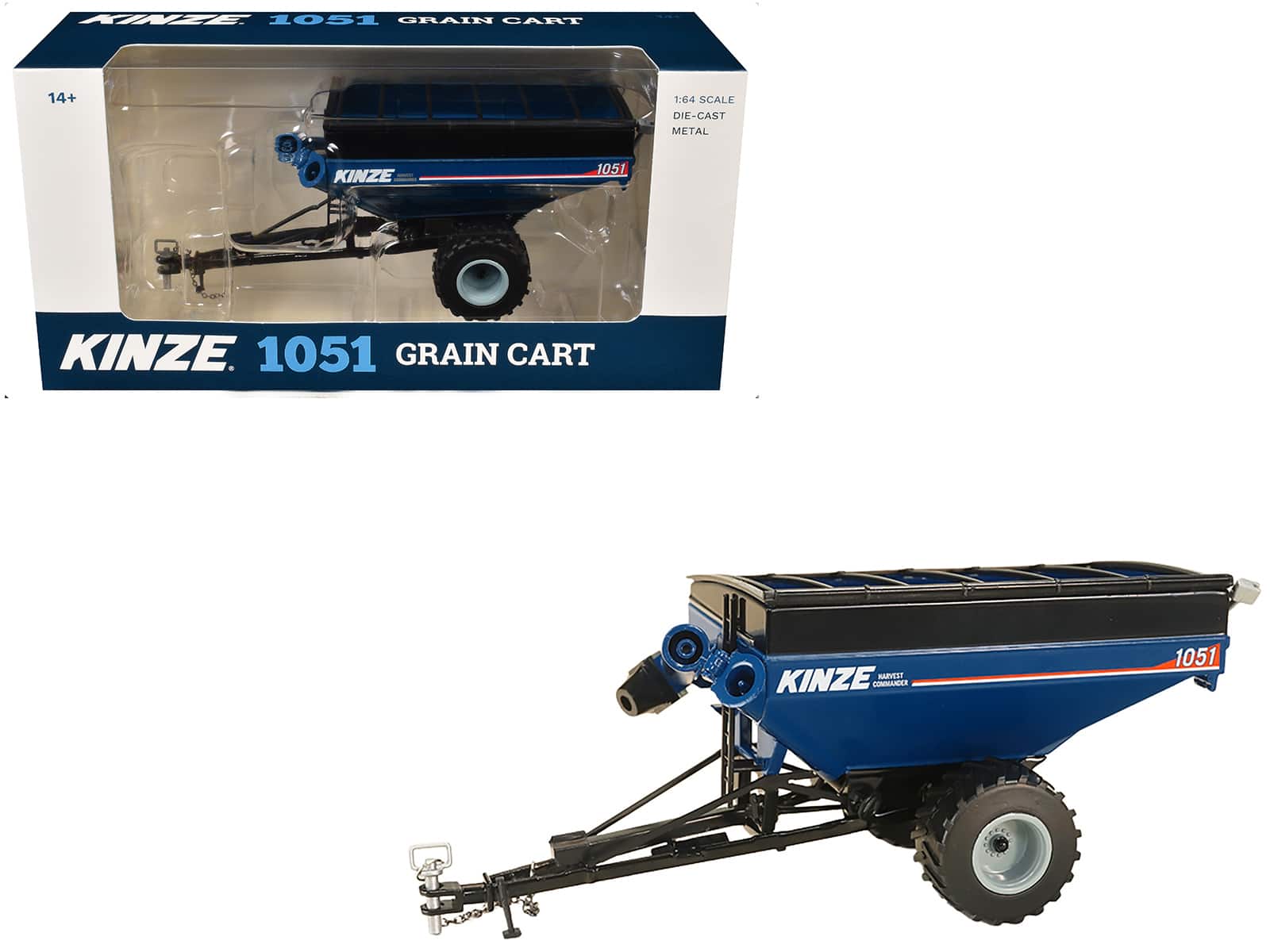SpecCast Collectibles - Kinze 1051 Grain Cart with Flotation Tires Blue 1/64 Diecast Model by SpecCast