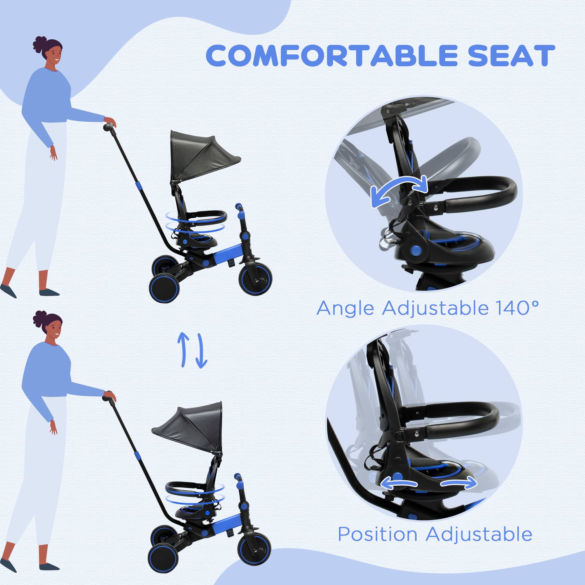 COMFORTABLE SEAT

Angle Adjustable 140°

Position Adjustable