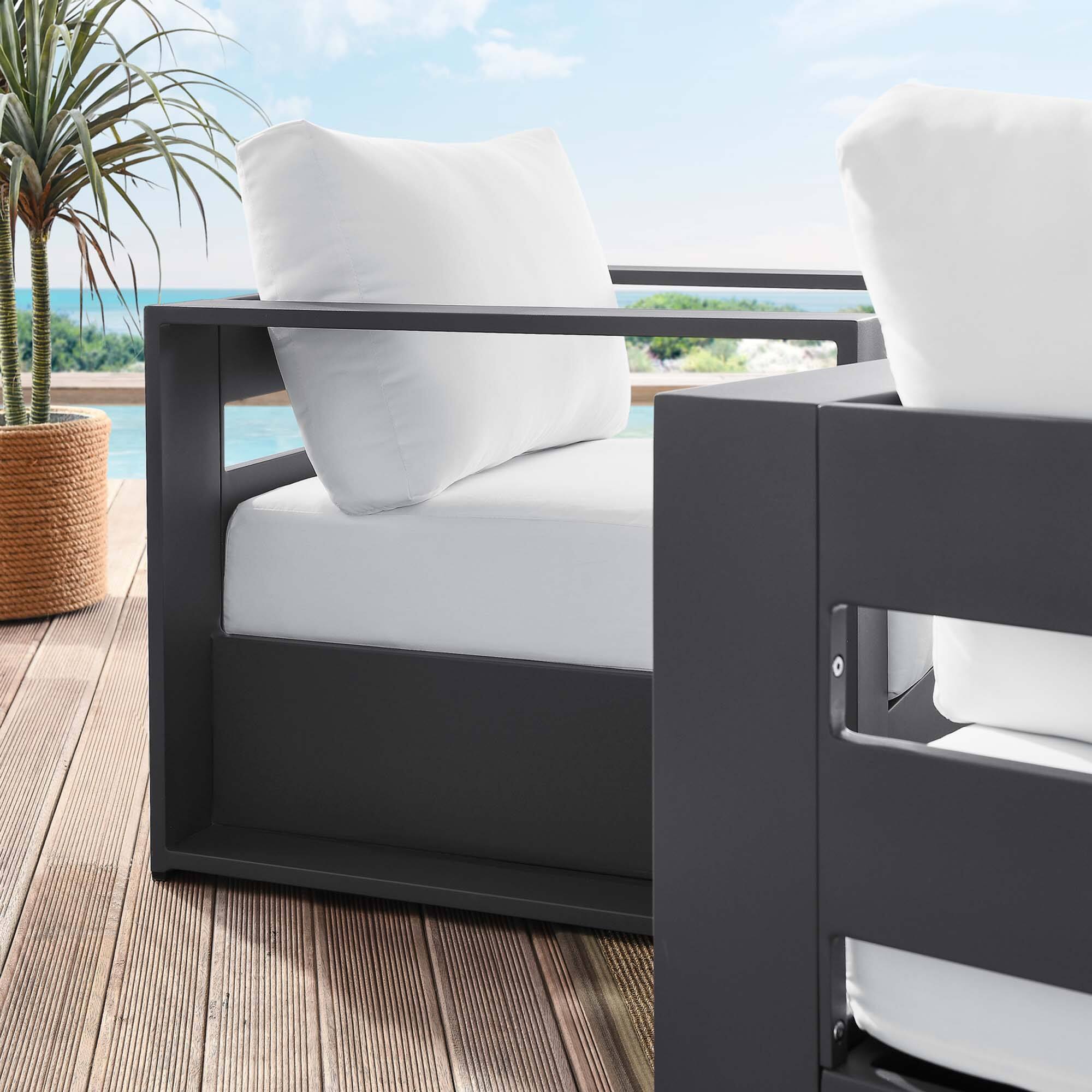 Alt View 1. Modway - Tahoe 2-Piece Outdoor Patio Powder-Coated Aluminum Armchair Set by Modway - Gray White.