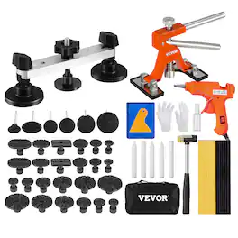 VEVOR - 56 PCS Dent Removal Kit, Paintless Dent Repair Kit with Golden Lifter, Bridge Puller, Car Dent Puller with Puller Tabs