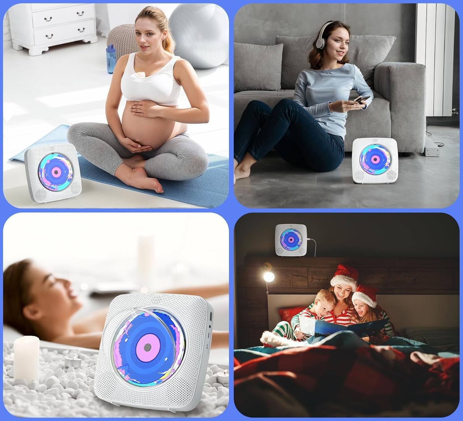 Alt View 1. FINEAK - Portable Bluetooth CD Player-Rechargeable Home & Wall Mount with Speakers - White.