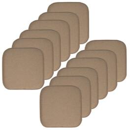 Sweet Home Collection - Charlotte Jacquard Memory Foam No Slip Back 16" x 16" Chair Pad Cushion, 12-Pack - Taupe