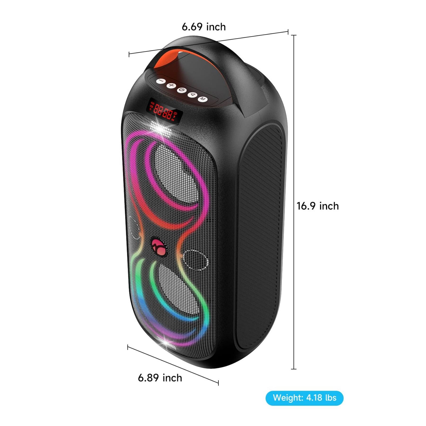 6.69 inch  
16.9 inch  
6.89 inch  
Weight: 4.18 lbs