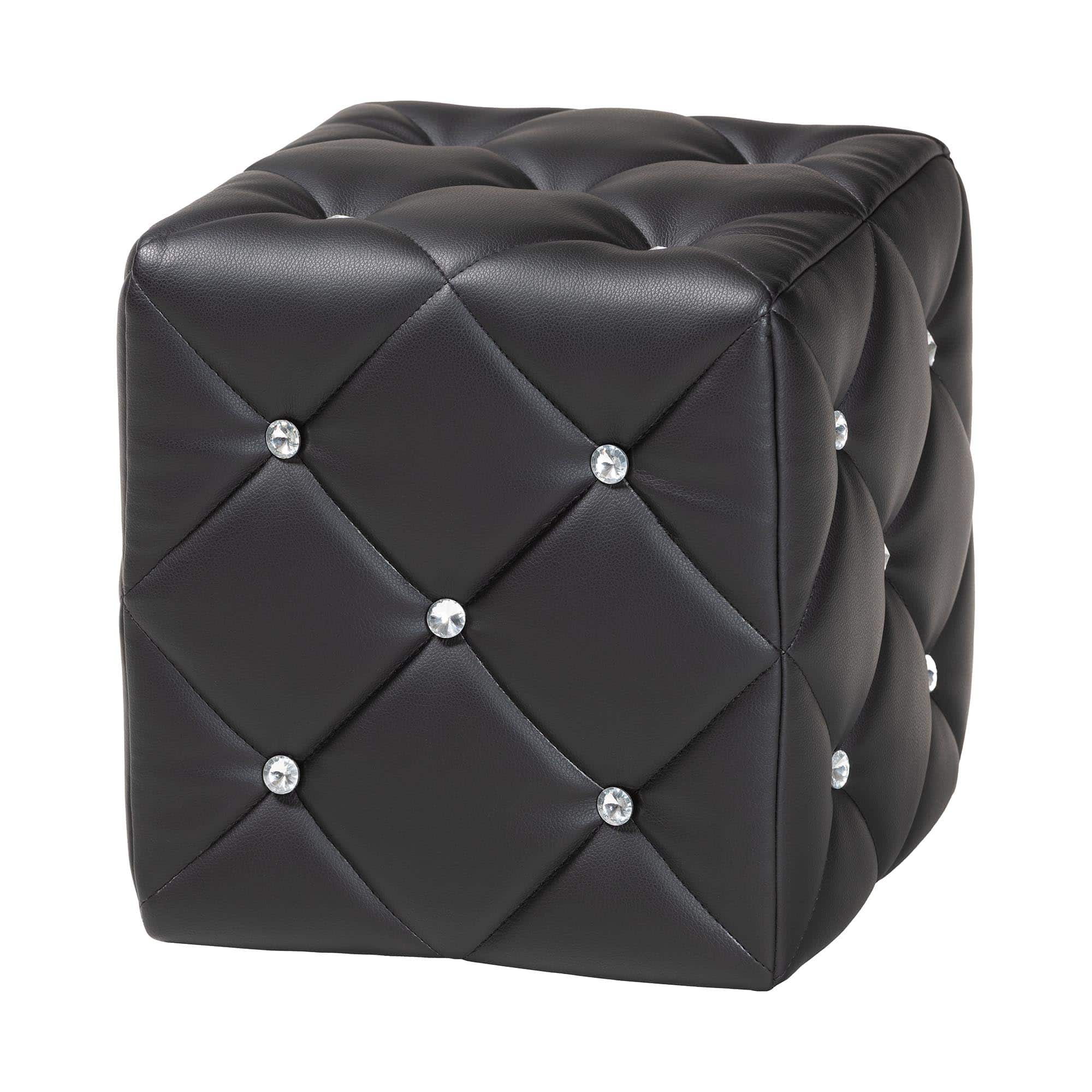 Baxton Studio - Stacey Modern and Contemporary Faux Leather Upholstered Ottoman - Black