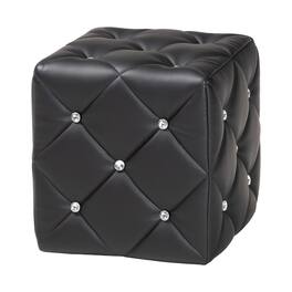 Baxton Studio - Stacey Modern and Contemporary Faux Leather Upholstered Ottoman - Black