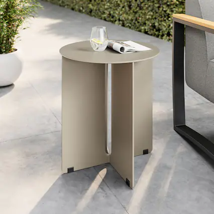 Front. Modway - Tecton Outdoor Patio Aluminum Side Table by Modway - Khaki.