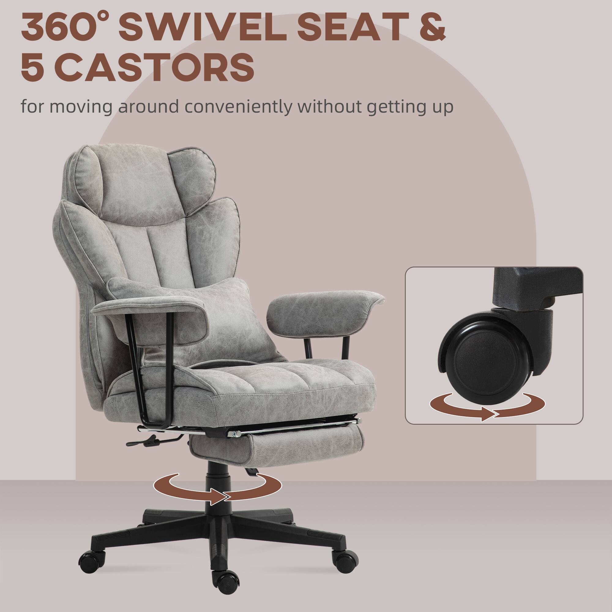 360° SWIVEL SEAT & 5 CASTORS for moving around conveniently without getting up