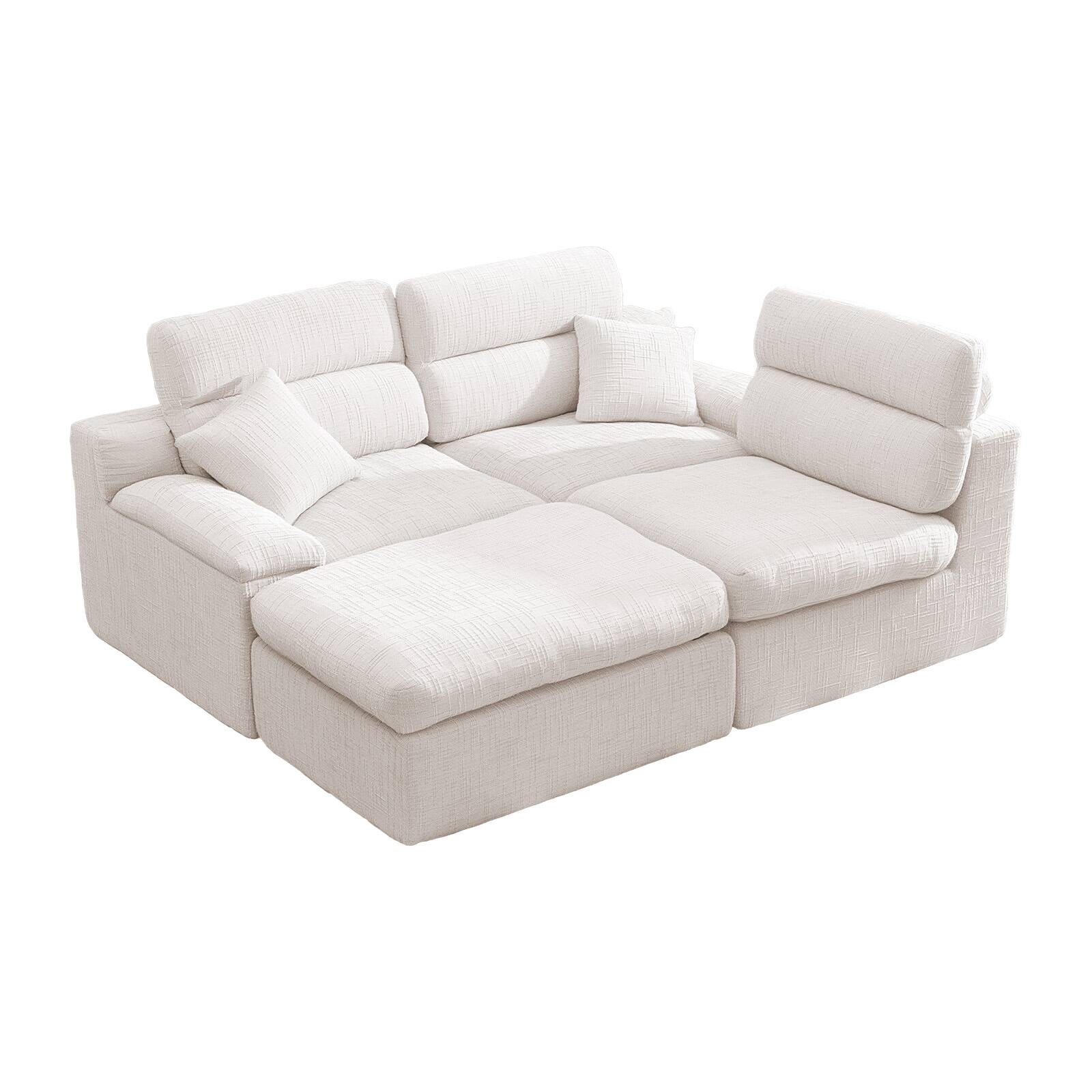 Alt View 1. Anysun - L-Shape Chenille Corner Chaise Sofa with High Backrest - Compressed Sponge, No Assembly for Living Room & Apartment - Beige.
