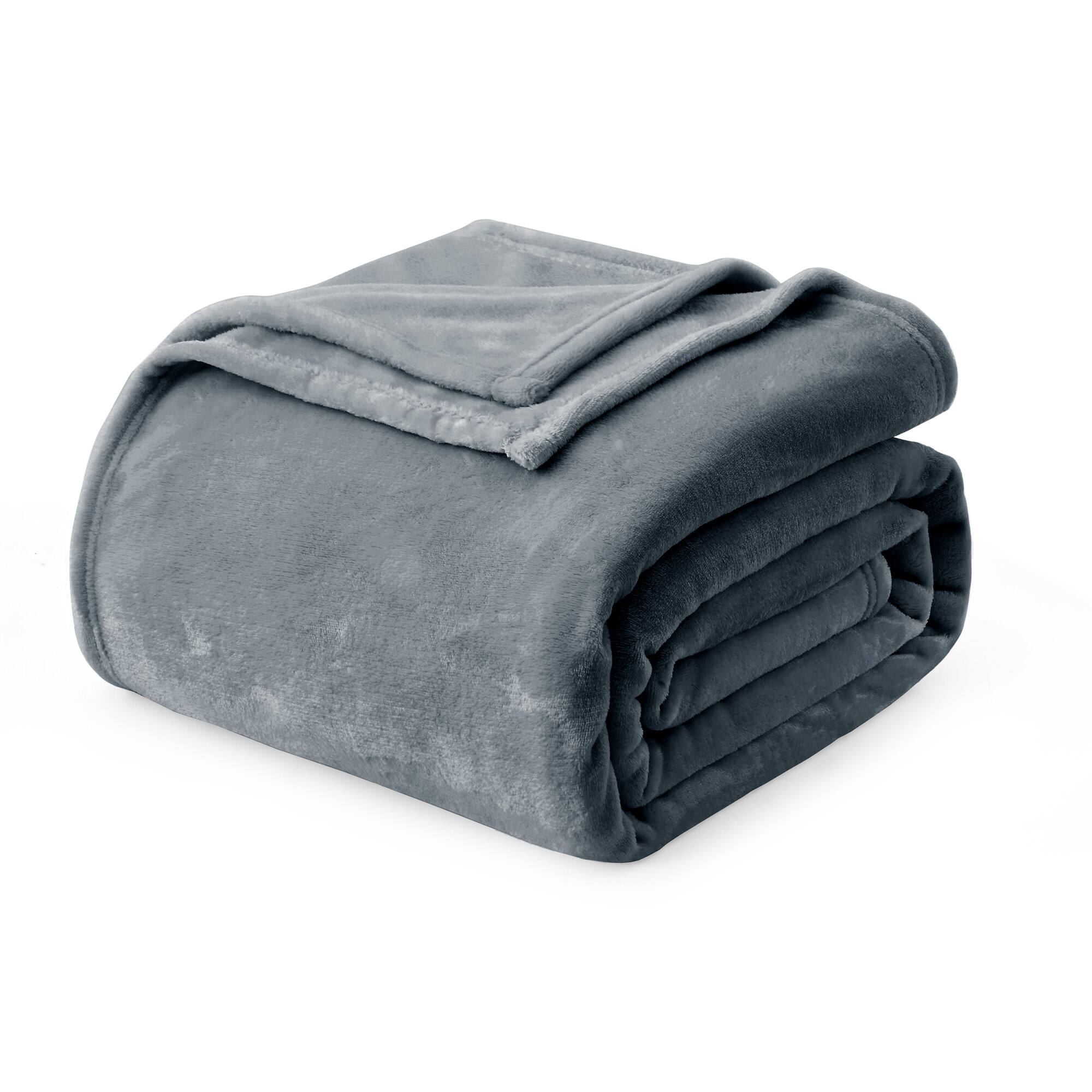 Left. Peace Nest - Peace Nest Lightweight Plush Fuzzy Flannel Blanket Soft Throw Blanket, Gray, 90" x 90" - Gray.