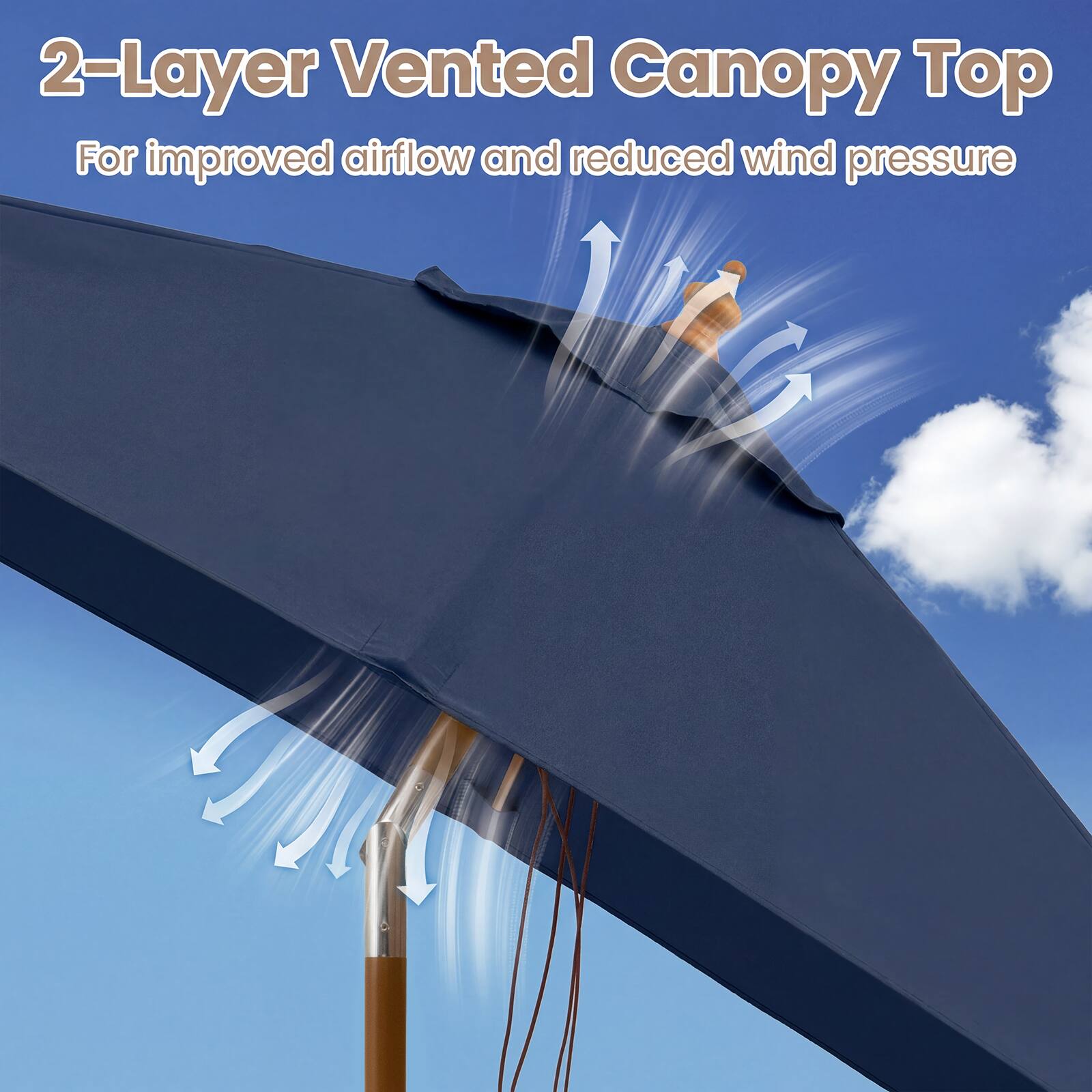 2-Layer Vented Canopy Top  
For improved airflow and reduced wind pressure