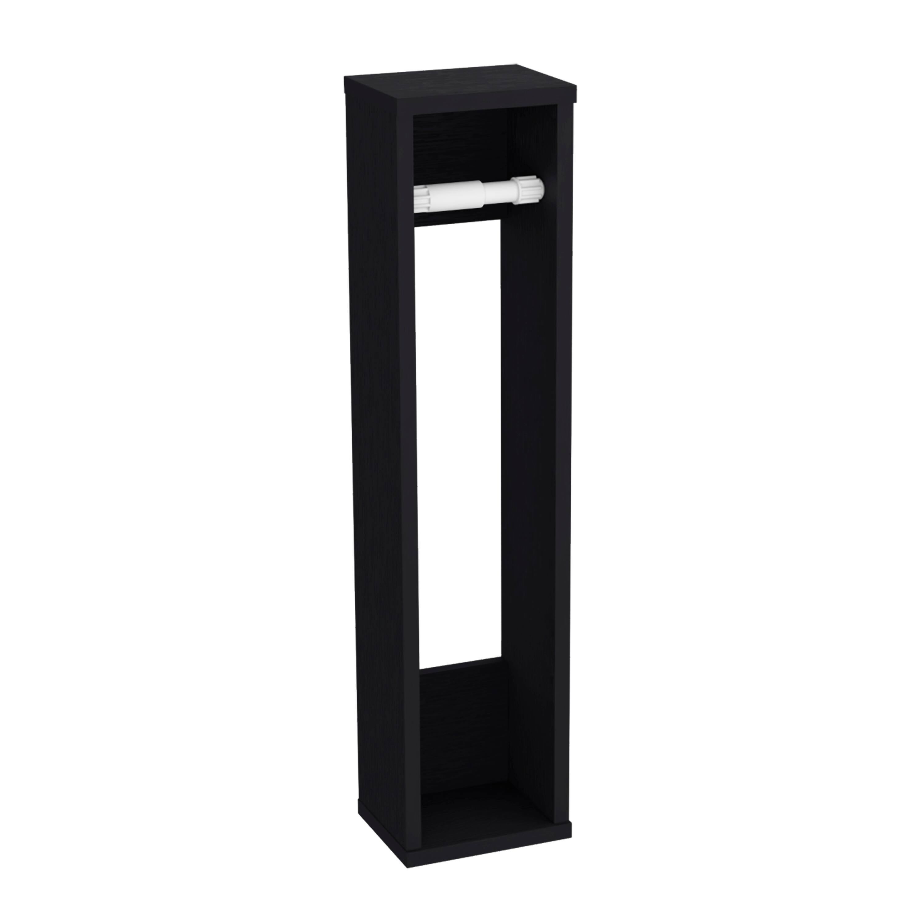 Alt View 2. TuHome - Bali 28" High Toilet Paper Holder Narrow Shelf Organizer For Bathroom, Living Room, Kitchen - Black Wenge.