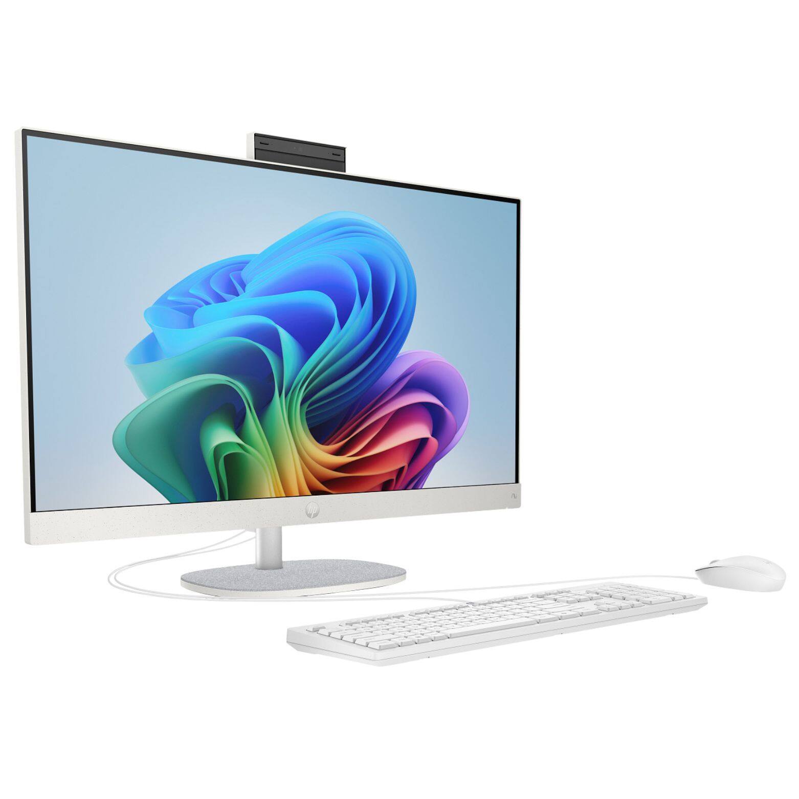 Alt View 2. HP - 27-CR2000T 27" FHD IPS Intel Core Ultra 5 225U 1.5 GHz 16GB DDR5 1TB SSD Intel UHD Windows 11 Home All-in-One Desktop - White.