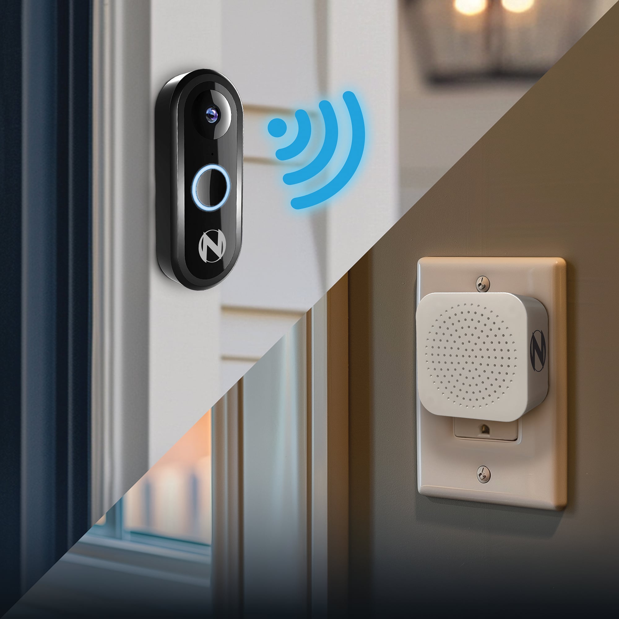 Alt View 1. Night Owl - Wired 1080p Wi-Fi Smart Video Doorbell with Chime - Black.
