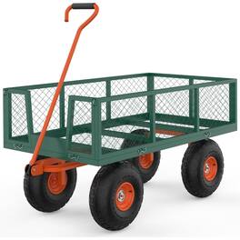 GARVEE - 900Lbs Heavy Duty Garden Cart, Utility Wagon with All-Terrain Tires - Green and Orange