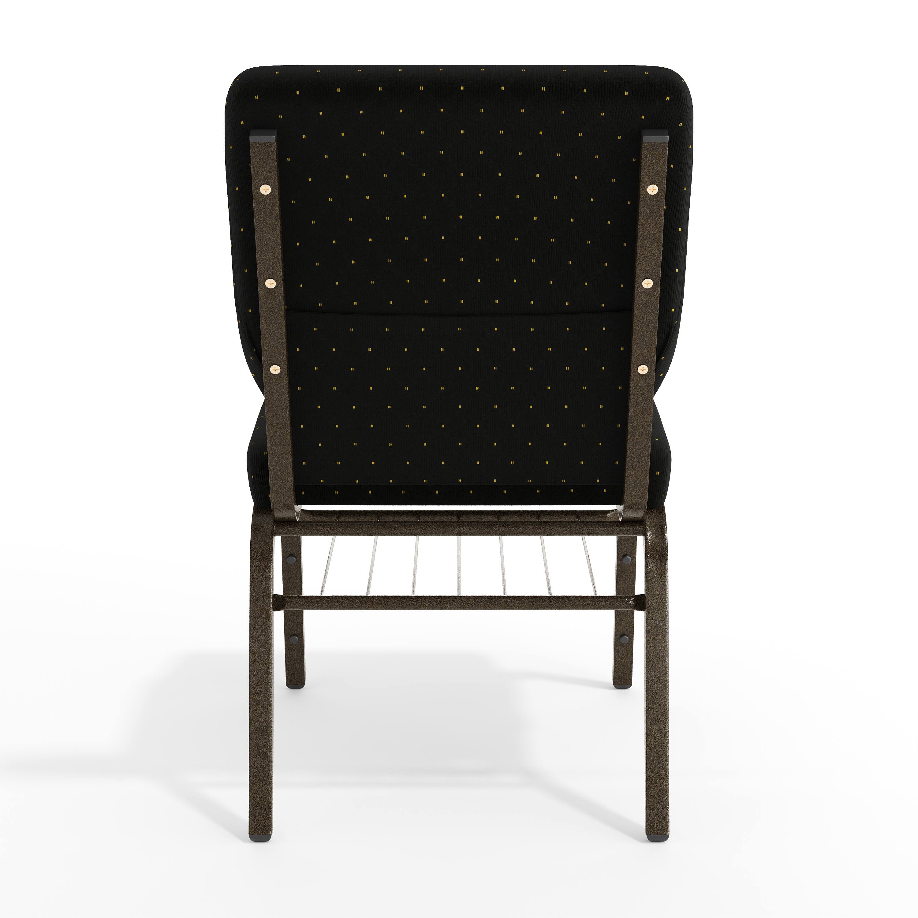 Alt View 7. Emma + Oliver - 18.5"W Church/Reception Guest Chair with Book Rack - Black Dot Patterned Fabric/Gold Vein Frame.