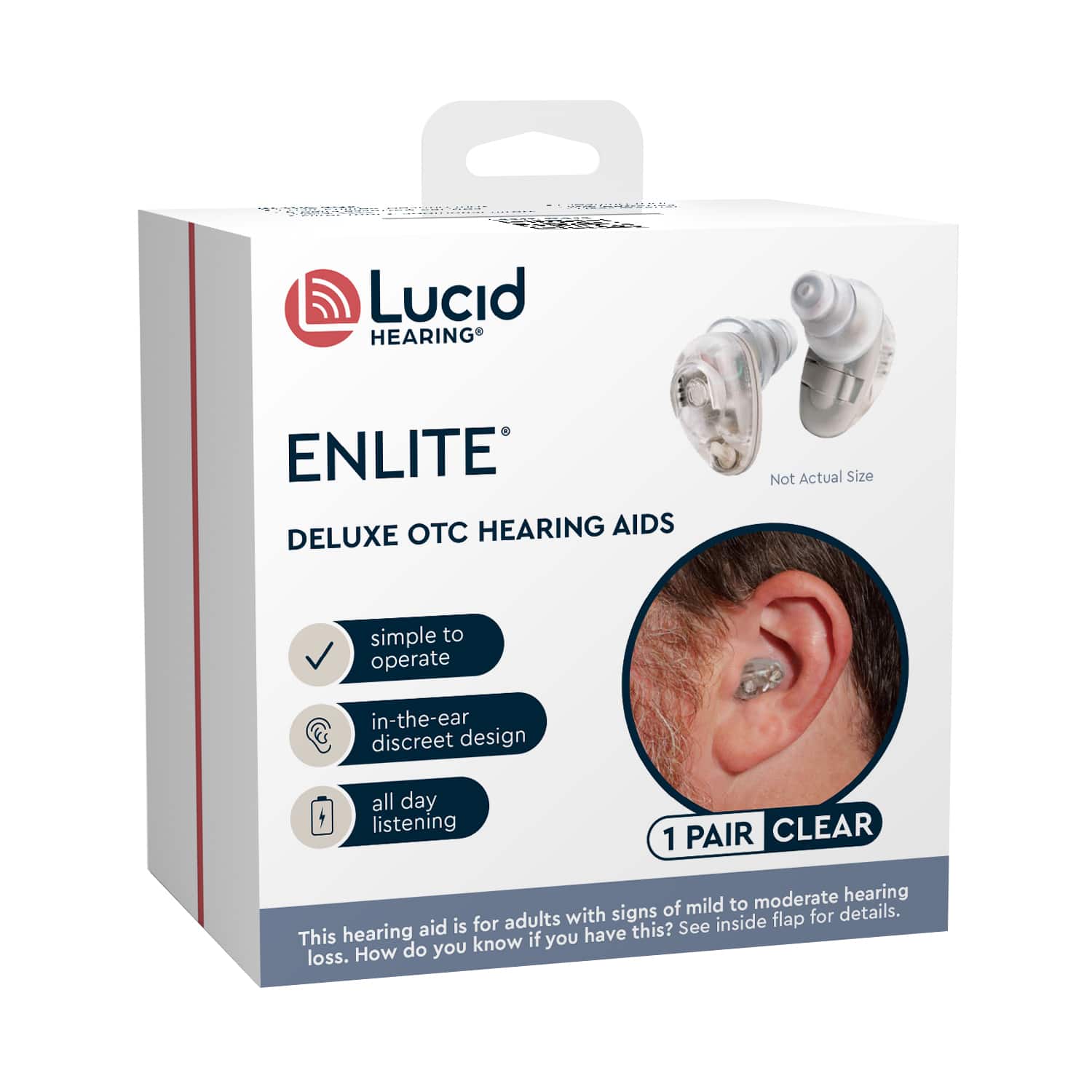 Alt View 14. Lucid Hearing - Enlite OTC Hearing Aids - Clear.