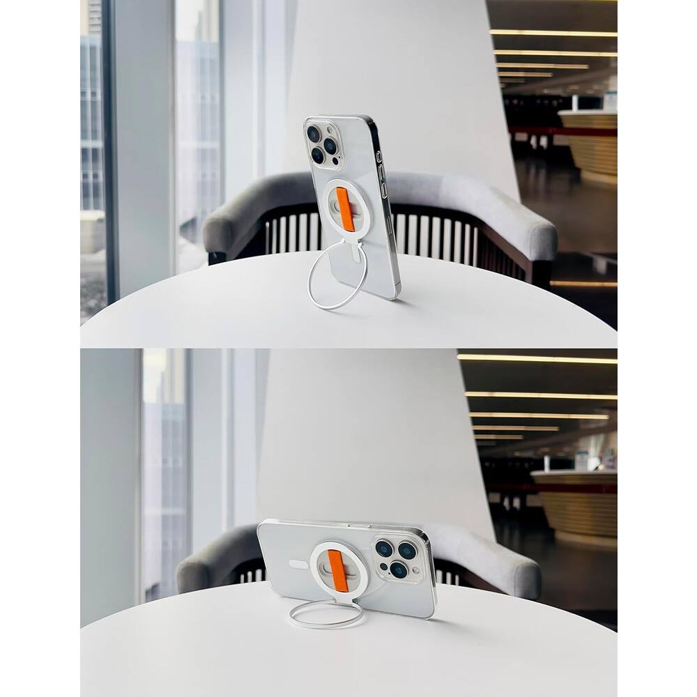 Back. PARKER SLATER - Grat 2 Dual-Sided Magnetic Phone Grip Stand for MagSafe iPhone 16–12 (Silver) - Grat2-Silver.