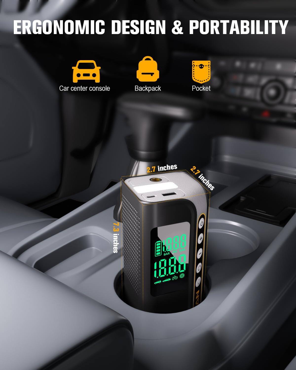 ERGONOMIC DESIGN & PORTABILITY

Car center console Backpack Pocket

2.7 inches 2.7 inches 7.3 inches

6888 PAPA KA BAR 1888