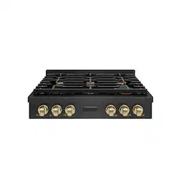 ZLINE - Autograph 36 in. 6 Burner Paramount Gas Rangetop in Black Satin Stainless Steel with Bronze Accents (SRTBSZ-36-CB) - Black Satin Stainless Steel