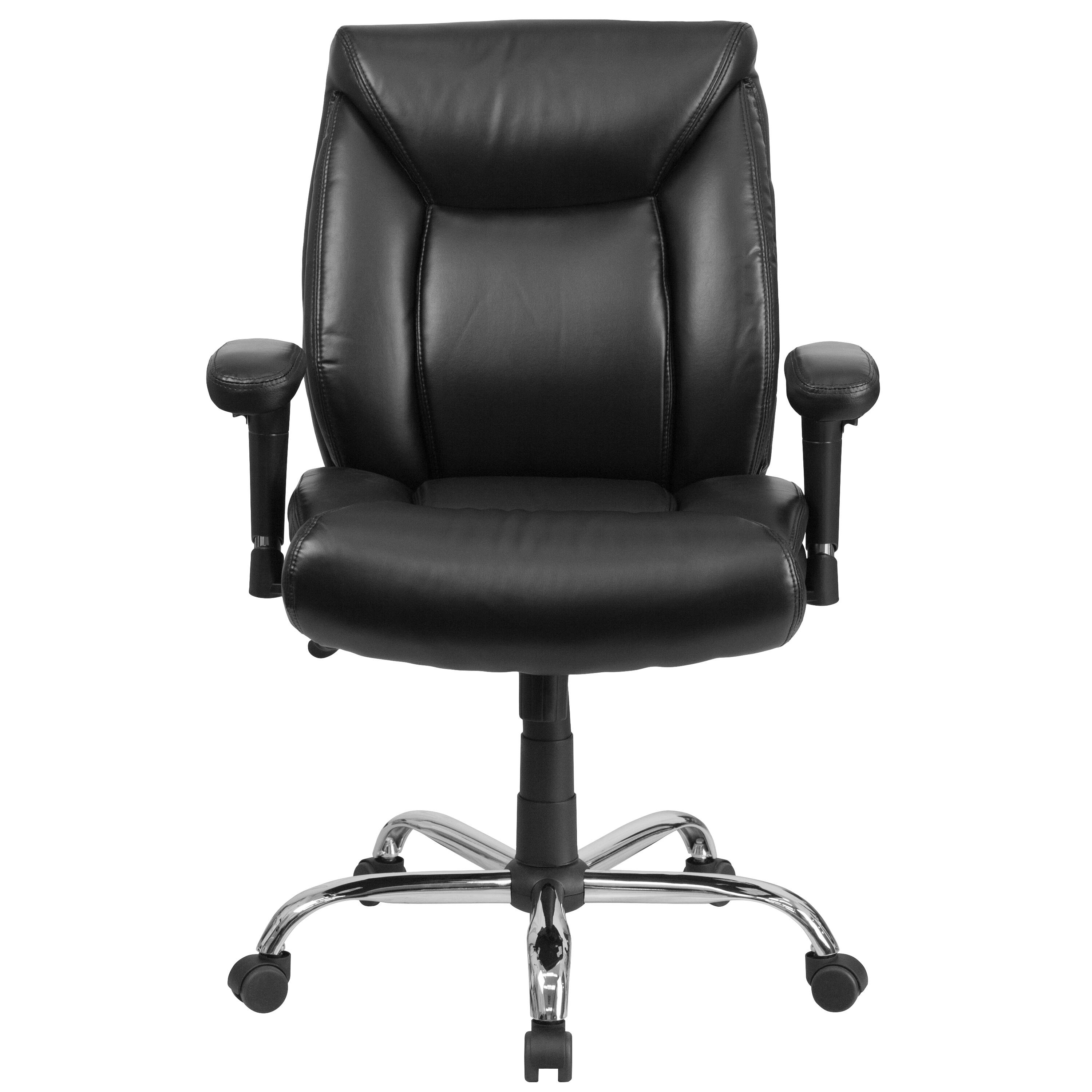 Alt View 7. Emma + Oliver - 400 lb. Big & Tall Mid-Back Deep Tufted Ergonomic Task Office Chair & Arms - Black LeatherSoft.