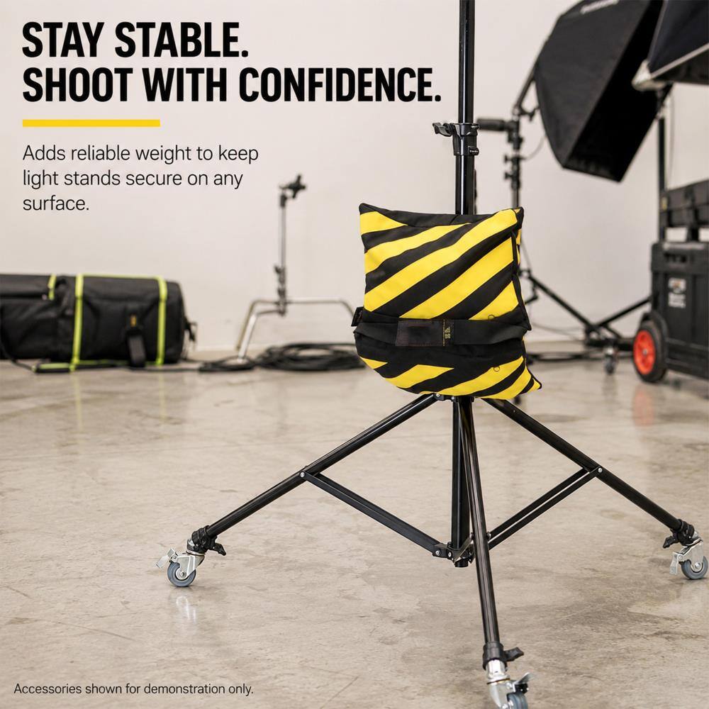 STAY STABLE.  
SHOOT WITH CONFIDENCE.  

Adds reliable weight to keep light stands secure on any surface.  

Accessories shown for demonstration only.